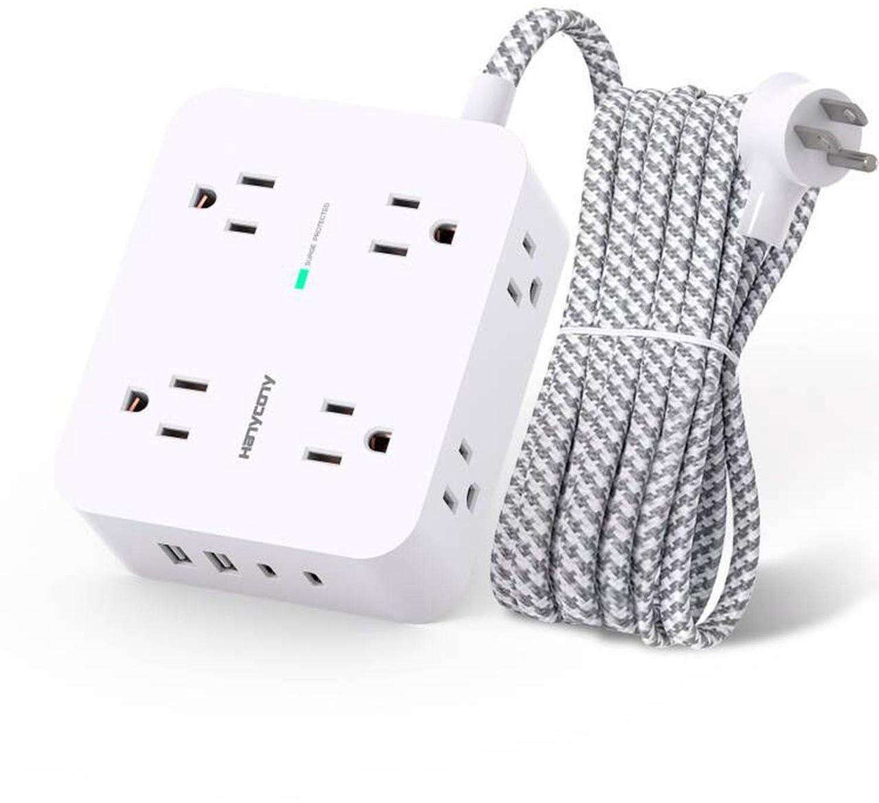 Main image of Surge Protector Power Strip - 8 Outlets 4 USB (2 USB C) Charging Ports, Multi Plug Outlet Extender, 5Ft Braided Extension Cord, Flat Plug Wall Mount Desk Charging Station for Home Office ETL