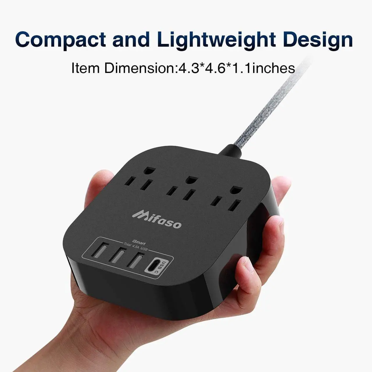 Alt view image 7 of 7 - Power Strip with USB C, 3 Outlet 4 USB Ports 4.5A Flat Plug Desktop Charging Station, Non Surge Protector with 5ft Heavy Duty Braided Extension Cord for Cruise Ship Travel Office Home, ETL Listed