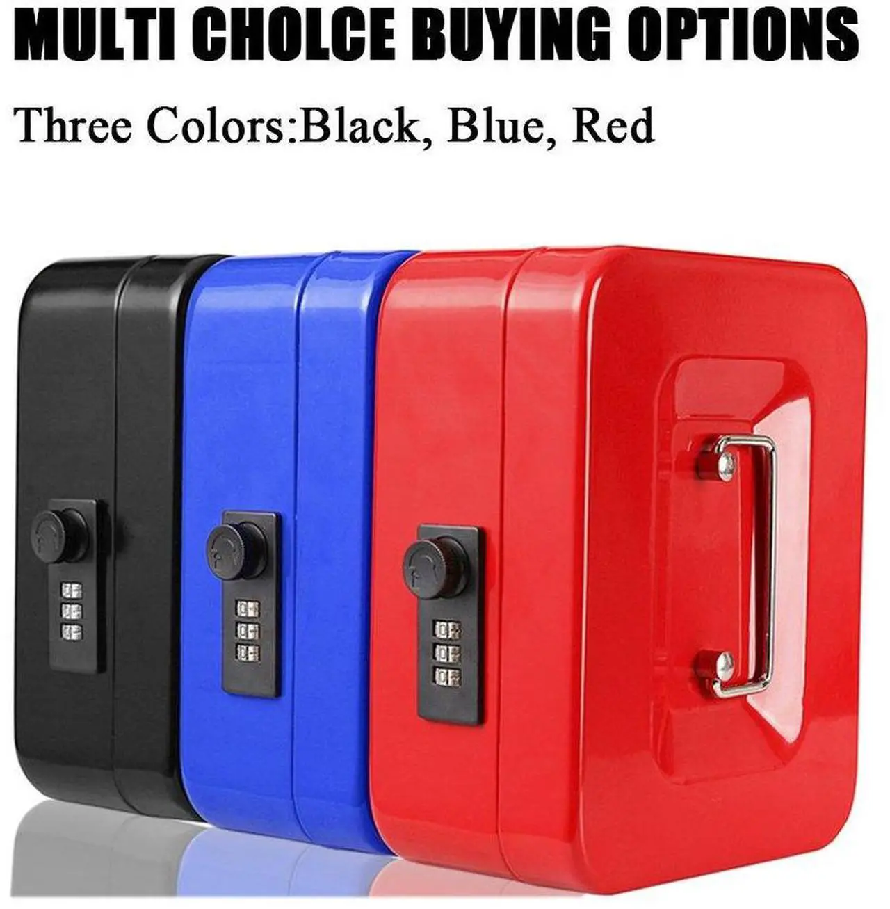 Alt view image 5 of 7 - Jssmst Medium Cash Box with Combination Lock- Durable Metal Cash Box with Money Tray Black,7.87 x 6.3 x 3.35 inches, CB0701M