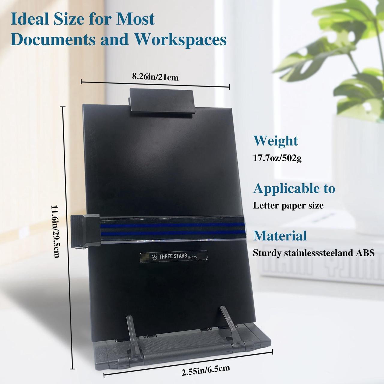 Alt view image 7 of 7 - Keenjorika Desktop Document Book Holder with 7 Adjustable Positions, Black Document Holder for Desk, Paper Holder Copy Stand Holder for Speech, Paper Holder Stand for Desk Typing, Angle Adjustable