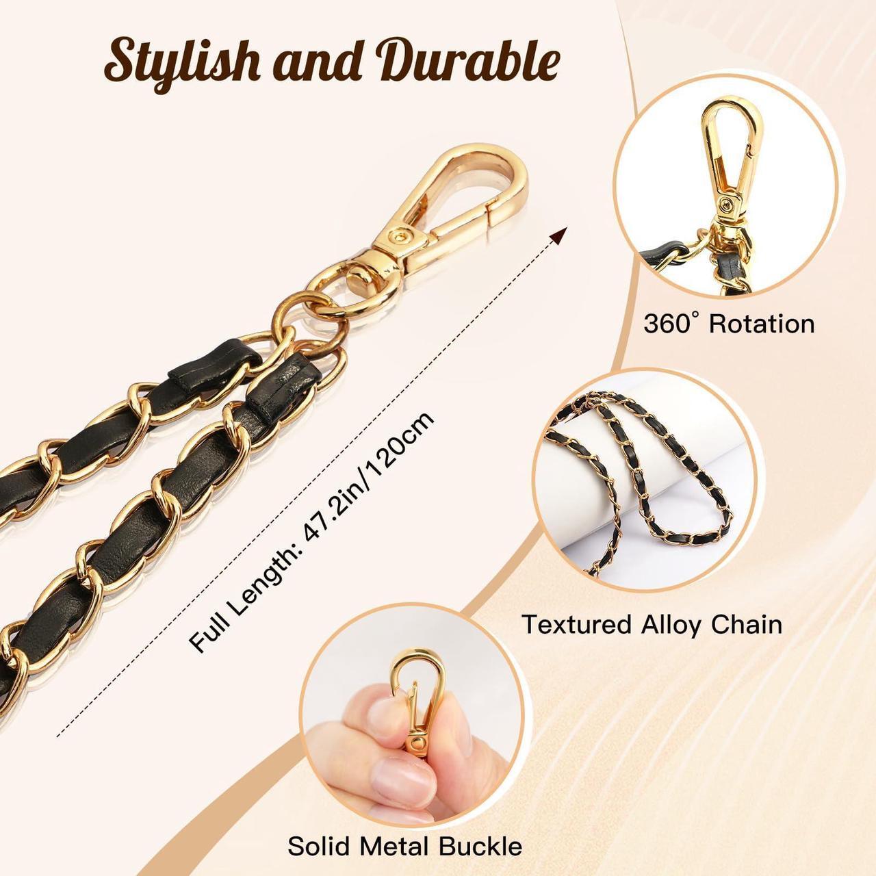 Alt view image 2 of 7 - TiMOVO Universal Phone Lanyard, Metal Cell Phone Chain Anti-Theft Crossbody Strap for iPhone 16, 15 and Most Smartphones, Cell Phone Neck Holder for Women, Gold & Black