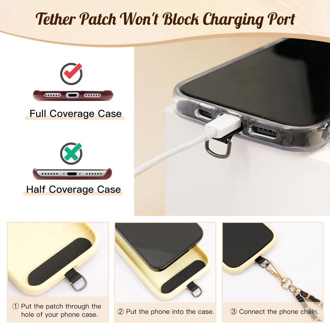 Alt view image 3 of 7 - TiMOVO Universal Phone Lanyard, Metal Cell Phone Chain Anti-Theft Crossbody Strap for iPhone 16, 15 and Most Smartphones, Cell Phone Neck Holder for Women, Gold & Black