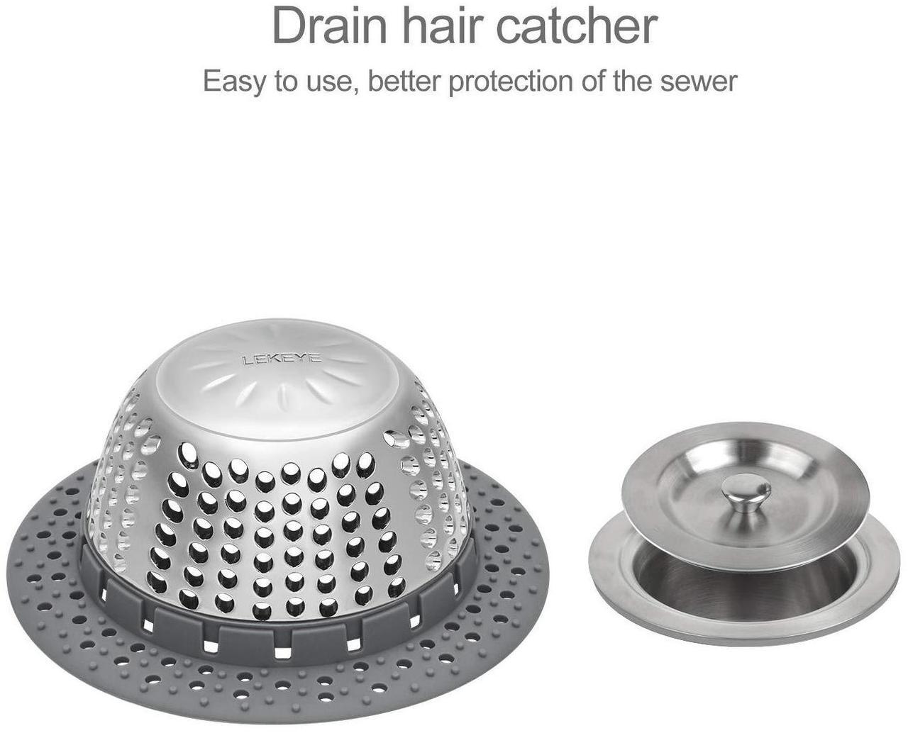 Alt view image 2 of 7 - LEKEYE Drain Hair Catcher/Bathtub Drain Cover/Drain Protector for Pop-Up & Regular Drains(Patented Product)