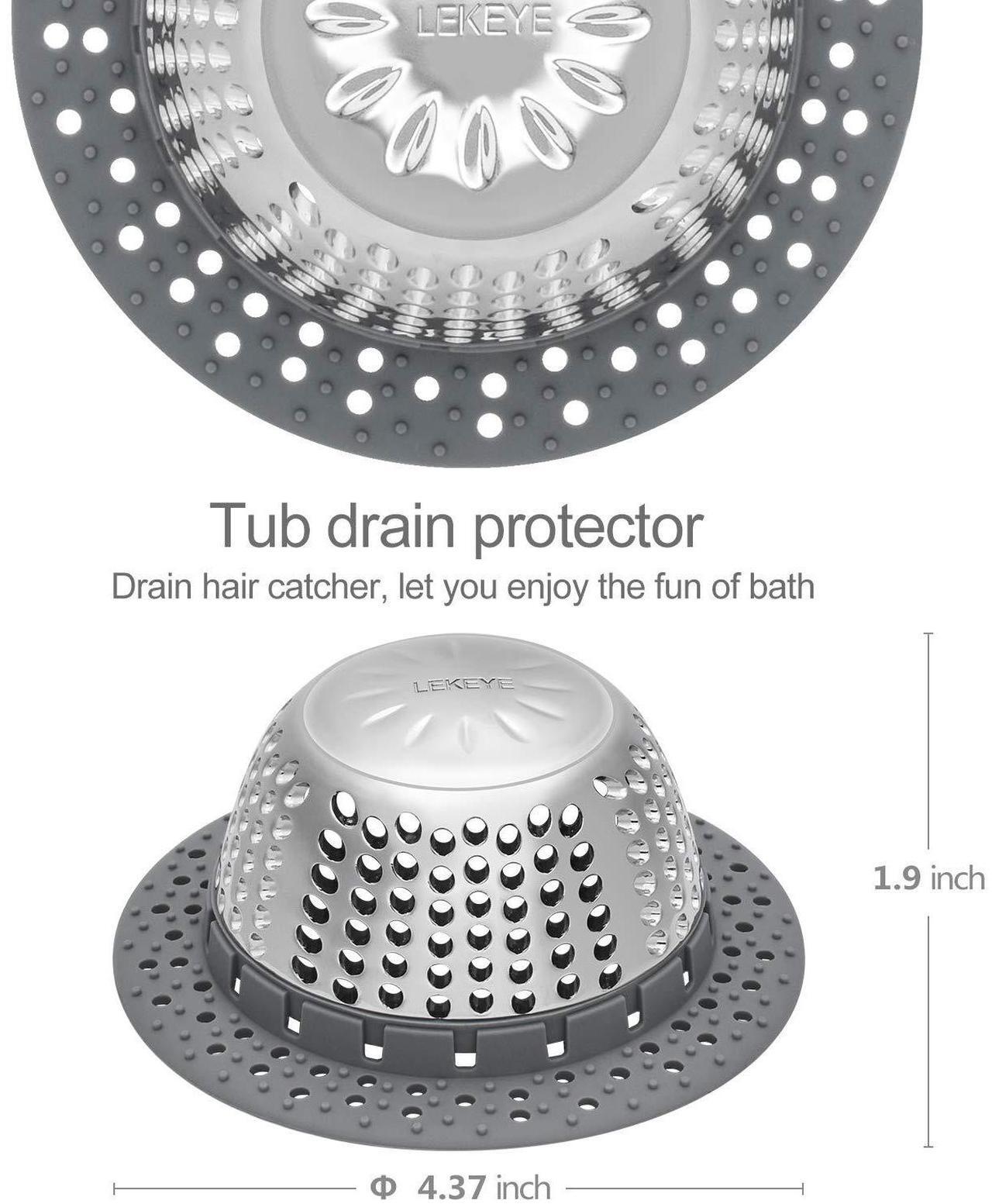 Alt view image 3 of 7 - LEKEYE Drain Hair Catcher/Bathtub Drain Cover/Drain Protector for Pop-Up & Regular Drains(Patented Product)