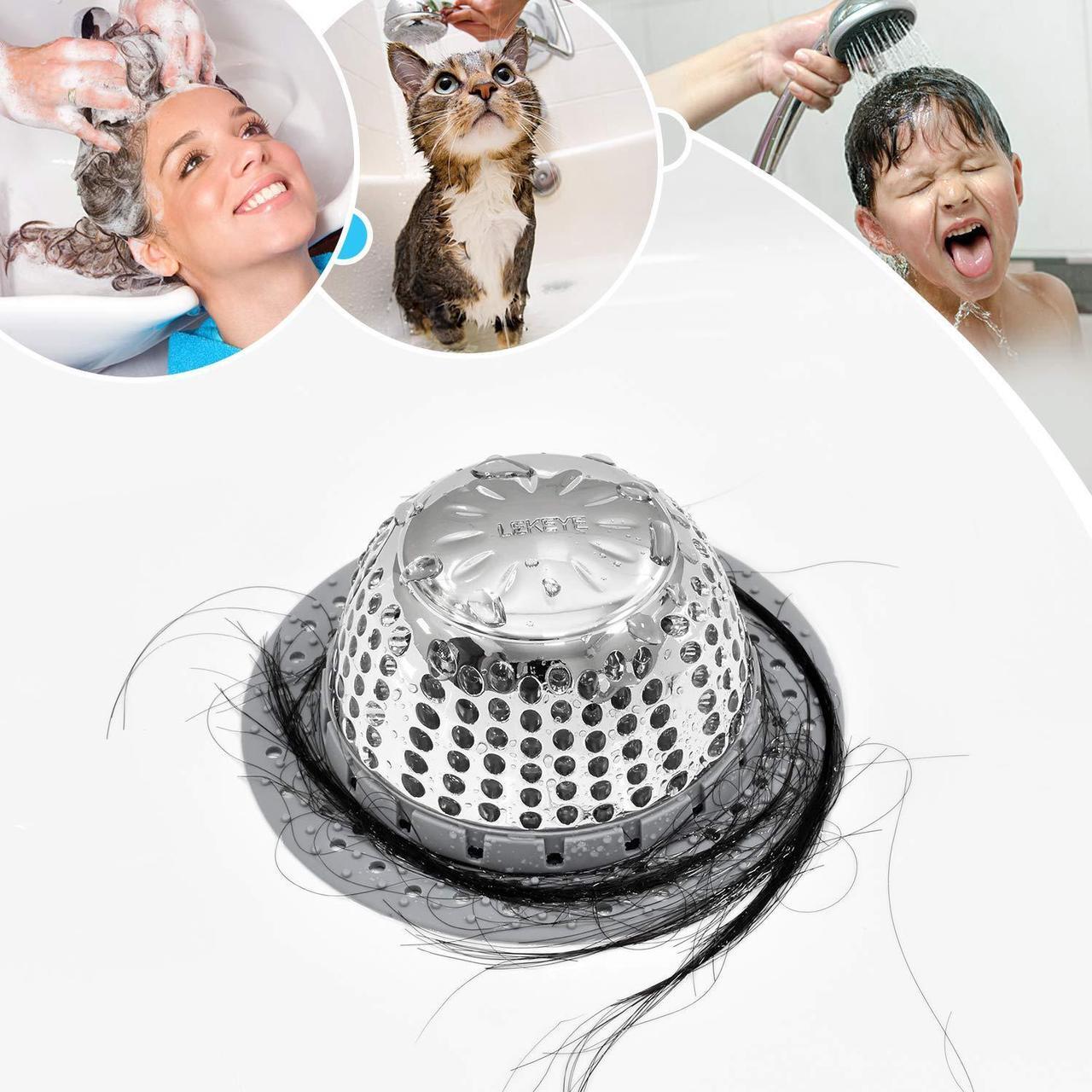 Alt view image 7 of 7 - LEKEYE Drain Hair Catcher/Bathtub Drain Cover/Drain Protector for Pop-Up & Regular Drains(Patented Product)