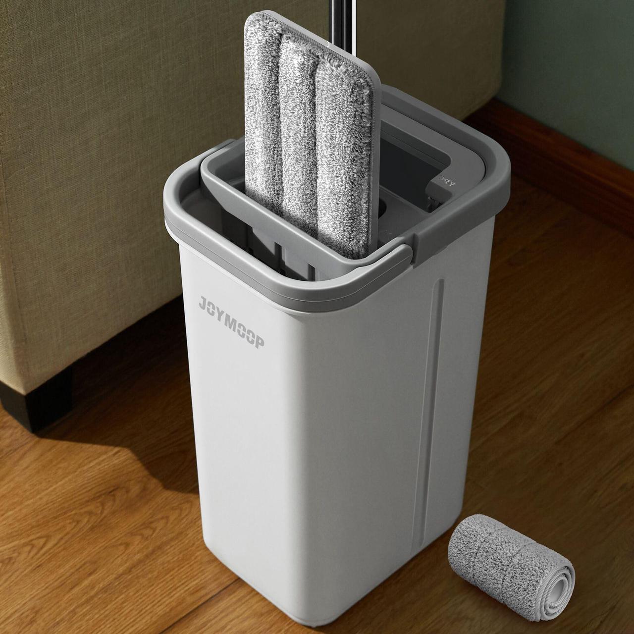 Main image of JOYMOOP Easy Clean and Self-Squeezing Microfiber Flat Mop and Bucket System, Mops for Floor Cleaning and Wall Cleaner, Hardwood, Tile, Laminate, Vinyl Floors, Smooth Walls, and Glass Windows