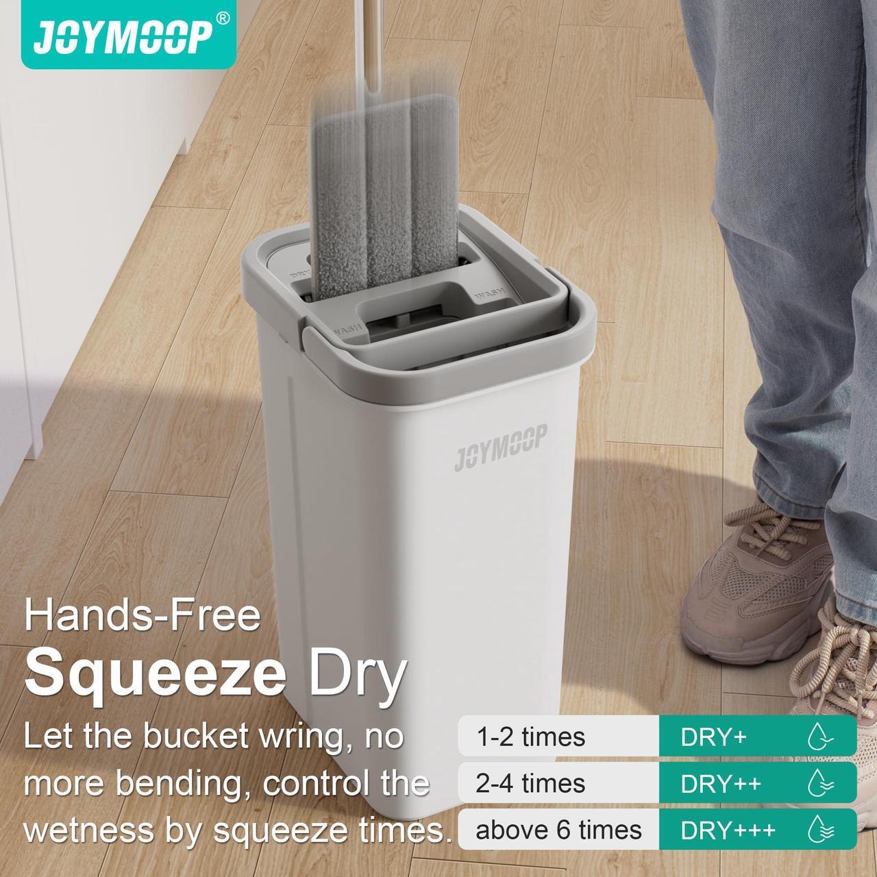 Alt view image 2 of 7 - JOYMOOP Easy Clean and Self-Squeezing Microfiber Flat Mop and Bucket System, Mops for Floor Cleaning and Wall Cleaner, Hardwood, Tile, Laminate, Vinyl Floors, Smooth Walls, and Glass Windows