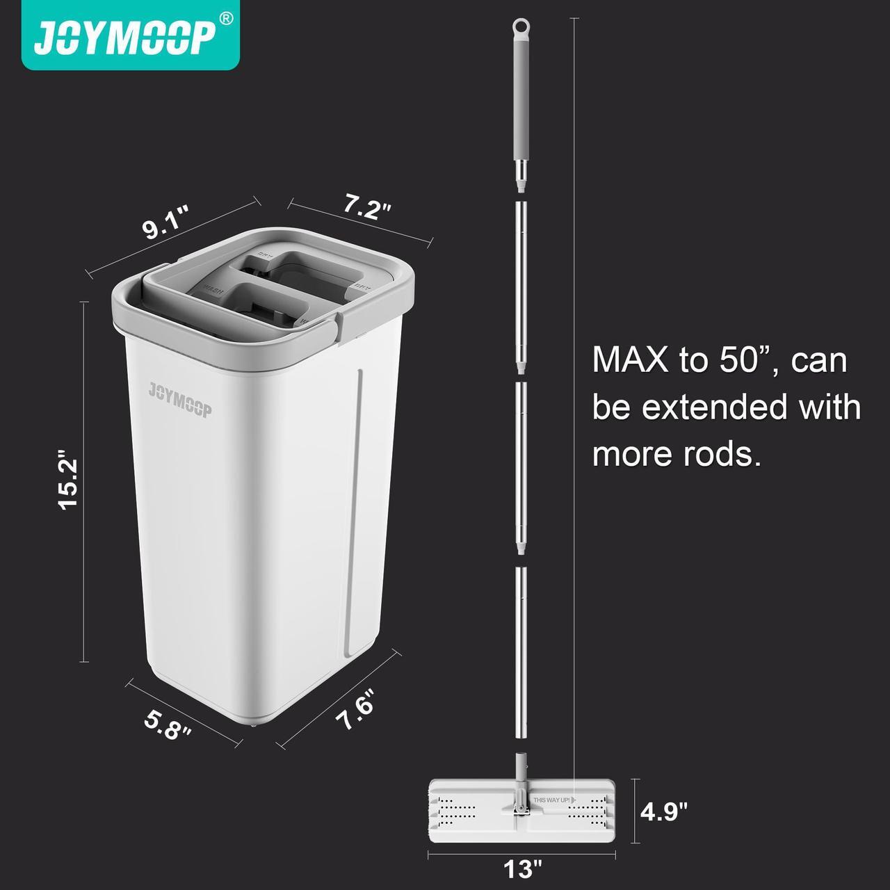 Alt view image 7 of 7 - JOYMOOP Easy Clean and Self-Squeezing Microfiber Flat Mop and Bucket System, Mops for Floor Cleaning and Wall Cleaner, Hardwood, Tile, Laminate, Vinyl Floors, Smooth Walls, and Glass Windows