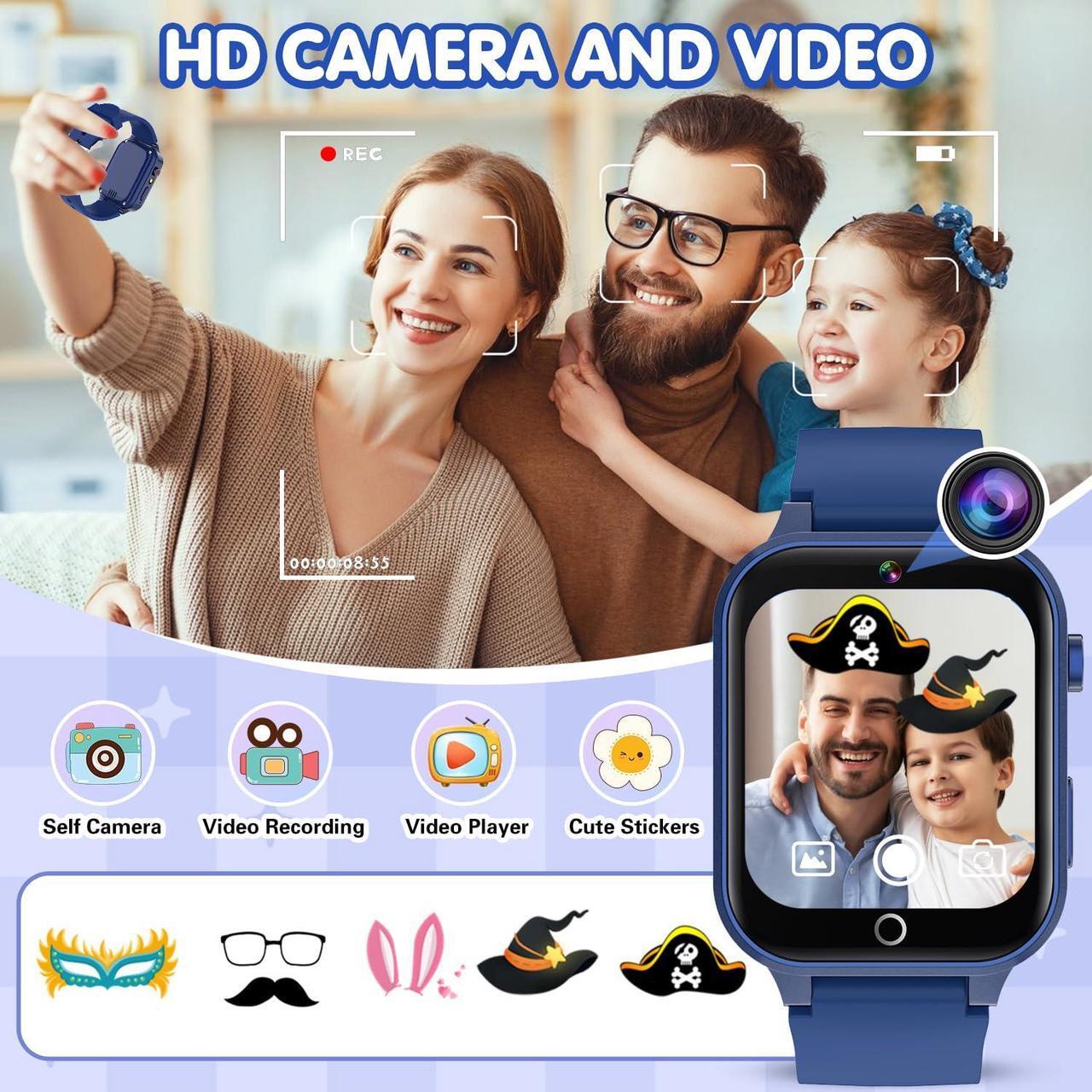 Alt view image 4 of 7 - Wiszodet Smart Watch for Kids, Birthday Gift for Kids Age 4-12 Kids Smart Watch Boys with 26 Puzzle Games HD Camera Video Alarm Clock Audiobook Music Toys for 5 6 7 8 9 10 Year Olds Boys