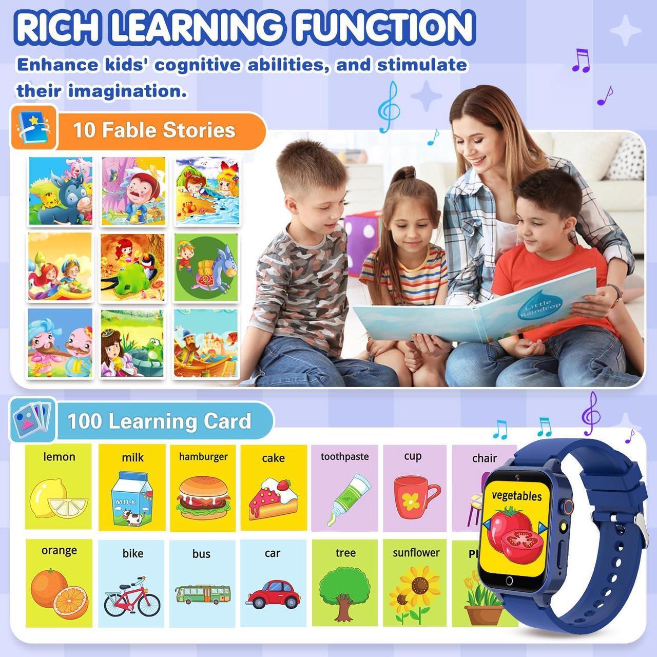 Alt view image 7 of 7 - Wiszodet Smart Watch for Kids, Birthday Gift for Kids Age 4-12 Kids Smart Watch Boys with 26 Puzzle Games HD Camera Video Alarm Clock Audiobook Music Toys for 5 6 7 8 9 10 Year Olds Boys