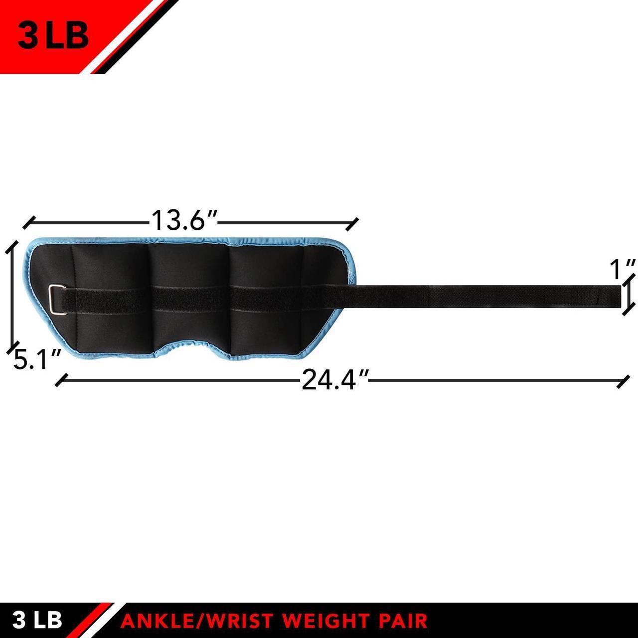 Alt view image 2 of 4 - JFIT Ankle Weight Pair 3.0 LBS, Set of 2 with Adjustable Velcro Straps - Breathable, Moisture Absorbent Weight Straps for Men and Women - Comfortable Ankle, Wrist Weights