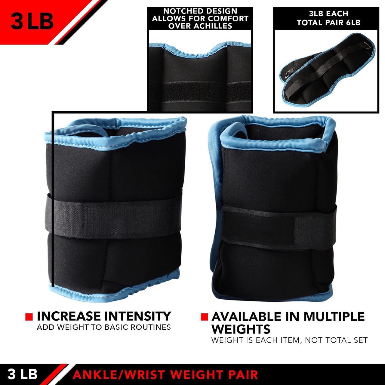 Alt view image 4 of 4 - JFIT Ankle Weight Pair 3.0 LBS, Set of 2 with Adjustable Velcro Straps - Breathable, Moisture Absorbent Weight Straps for Men and Women - Comfortable Ankle, Wrist Weights