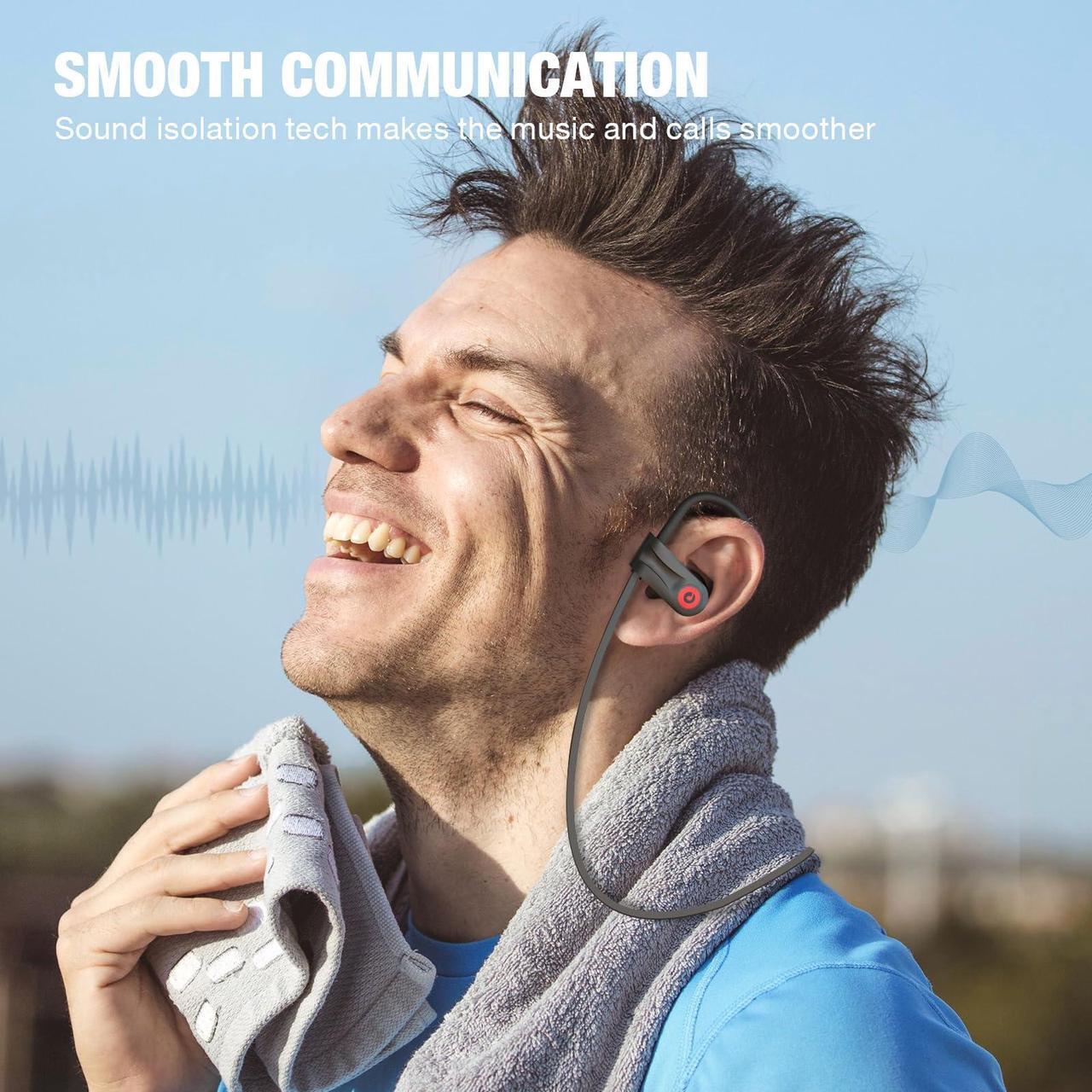 Alt view image 7 of 7 - Boean Bluetooth Headphones, Wireless Headphones with 16 Hours Playtime Bluetooth 5.3 Wireless Earbuds HD Deep Bass Stereo Sound Isolation IPX7 Waterproof Earphones for Workout Running Sports