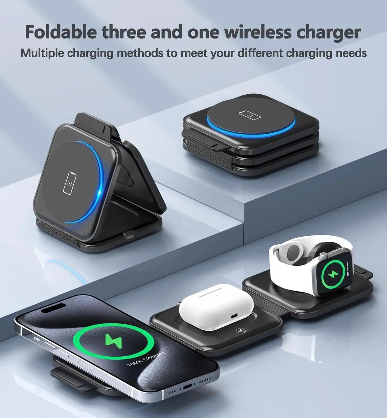 Alt view image 5 of 7 - 3 in 1 Charging Station for Apple Devices 20W Foldable Mag-Safe Charger for Travel Wireless Charger Pad for iPhone 16 15 14 13 12 Pro/Pro Max/Plus/Mini AirPods 2/3/Pro iWatch Ultra/8/7/SE/6/5/4/3/2