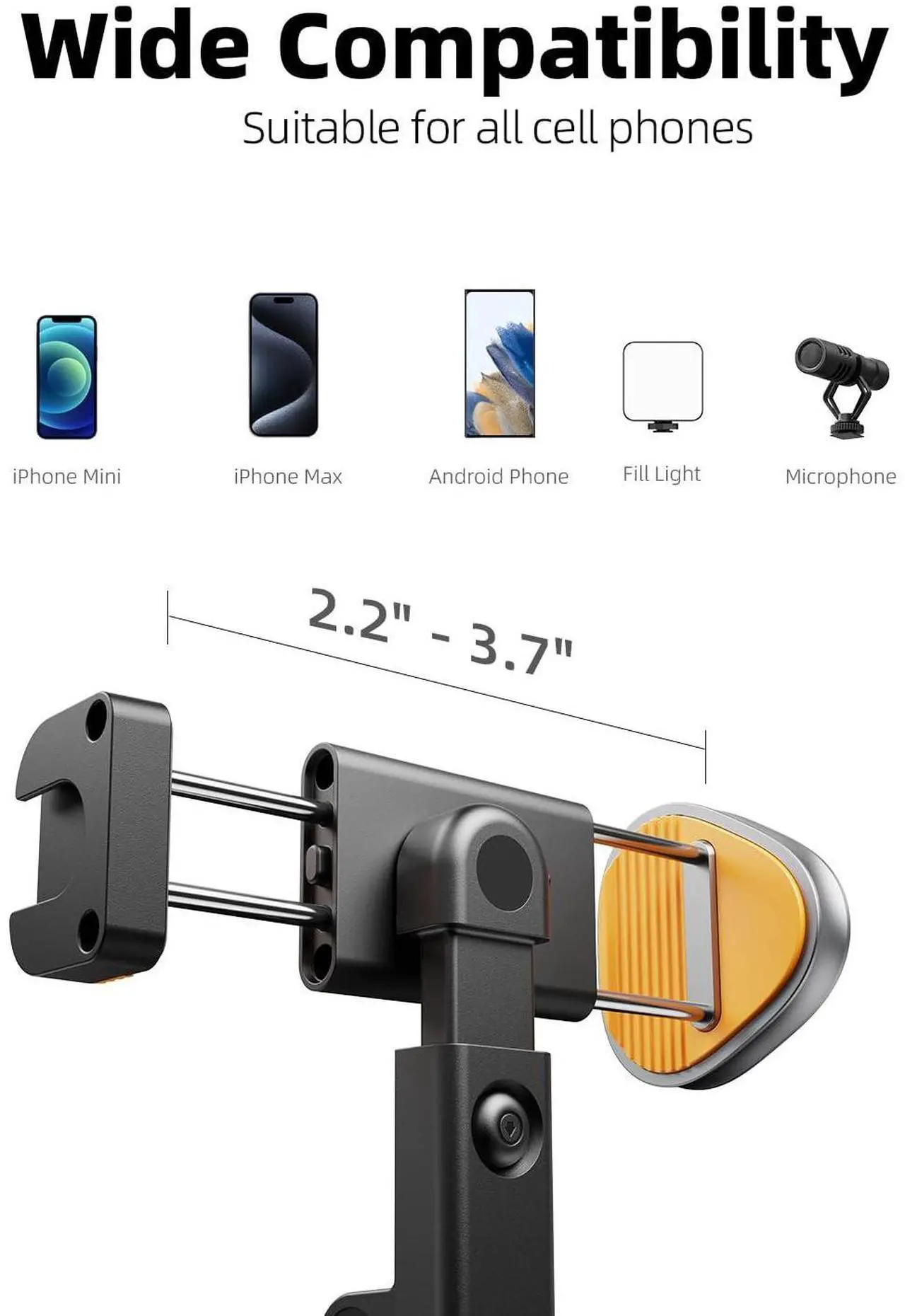 Alt view image 6 of 7 - TODI 63" Cell Phone Selfie Stick Tripod, Portable Tripod for iPhone with Wireless Remote, Extendable Smartphone Stand, All-in-1, Compatible with iPhone/Android