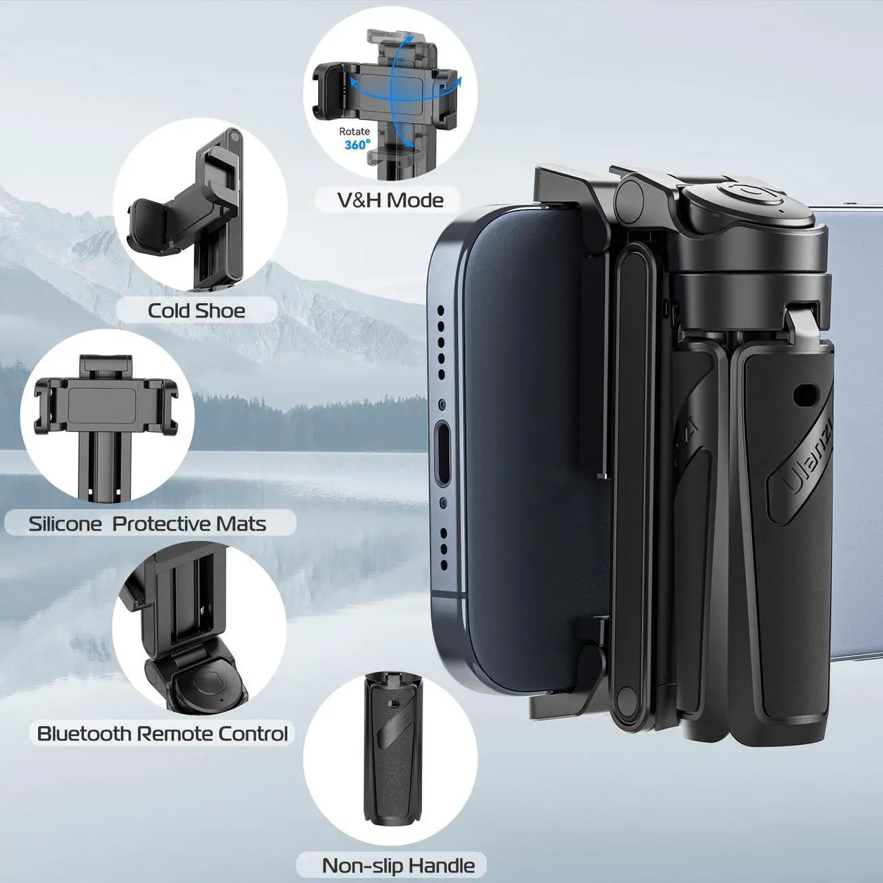 Alt view image 6 of 7 - ULANZI JJ02 Selfie Stick Tripod, Extendable Grip Phone Tripod with Detachable Remote Pocket Size, 3-in-1 Mini Phone Grip 2 Cold Shoe, 10m/393.7'' Wireless Shutter, Vlog Livestreaming Photography