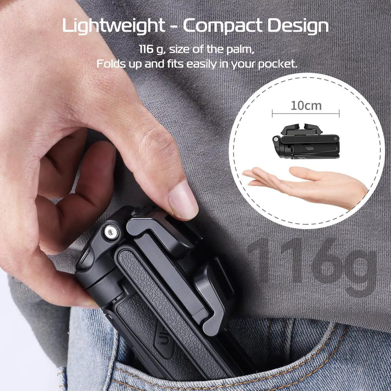 Alt view image 7 of 7 - ULANZI JJ02 Selfie Stick Tripod, Extendable Grip Phone Tripod with Detachable Remote Pocket Size, 3-in-1 Mini Phone Grip 2 Cold Shoe, 10m/393.7'' Wireless Shutter, Vlog Livestreaming Photography
