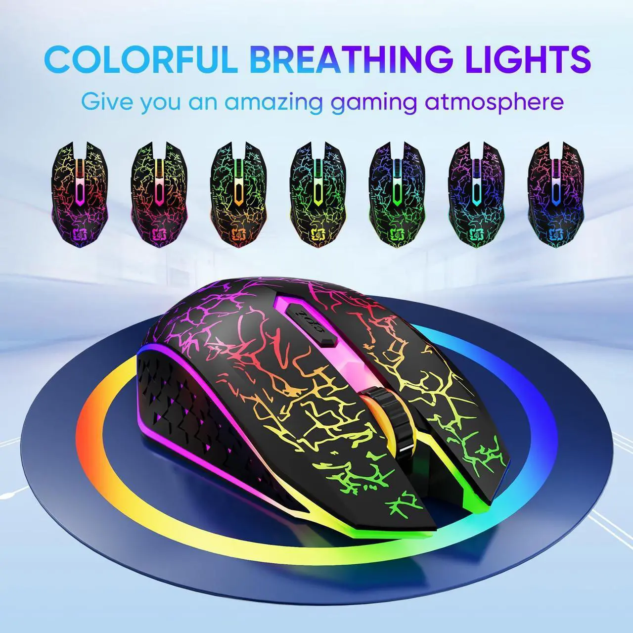 Alt view image 4 of 7 - MELOGAGA Bluetooth Wireless Gaming Mouse, 2.4G Cordless RGB Rechargeable PC Game Mouse, Black