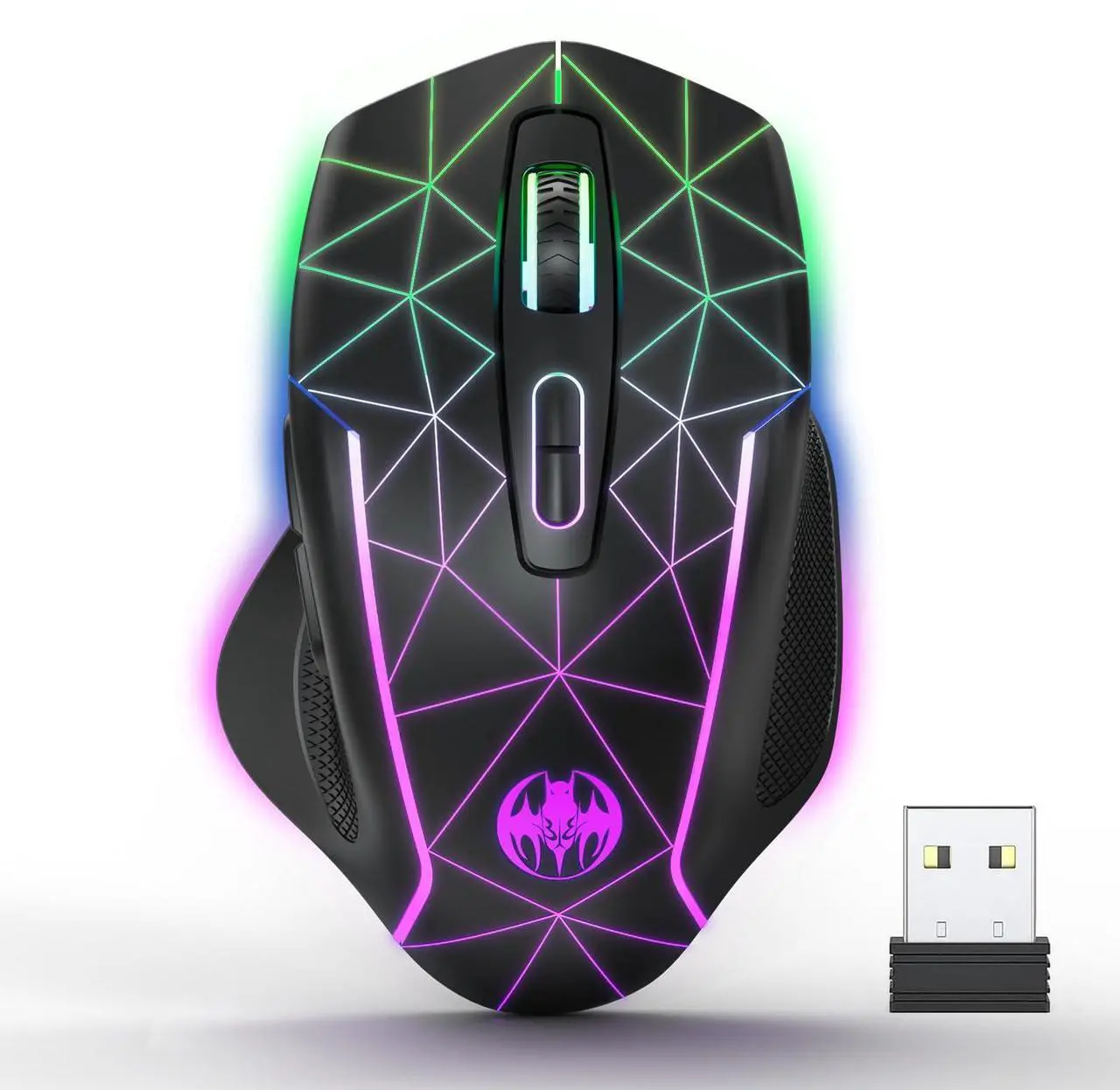 Main image of MELOGAGA Wireless Gaming Mouse, Mouse Jiggler for Laptop, Rechargeable 2.4G USB Cordless Mice with Mouse Wiggler Mover, RGB Backlight, 3 DPI + 7 Buttons for PC Mac Chromebook Desktop Computers