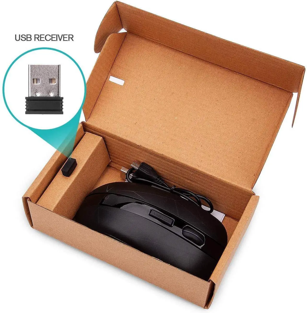 Alt view image 4 of 4 - Rii RM200 2.4G Wireless Mouse with USB Nano Receiver, 5 Buttons Rechargeable Mouse,Colorful Backlit RGB Gaming Mouse for Notebook,PC,Computer-Black