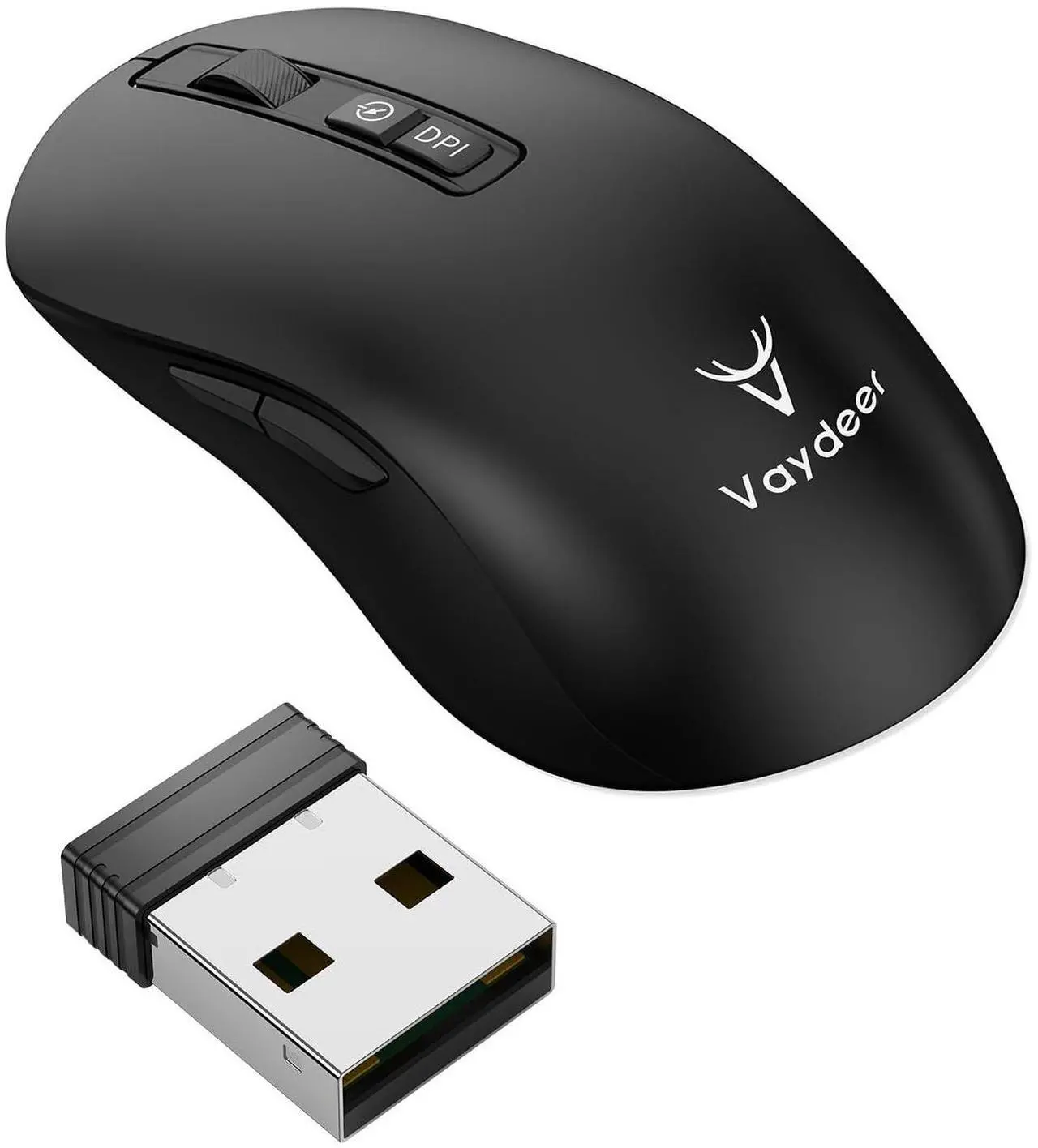 Main image of Vaydeer Wireless Mouse Jiggler, 2.4G Wireless Mice with Build-in Mouse Mover, Rechargeable Moving Mouse for Laptop with Undetectable Random Movement Keeps Computers Awake - Black