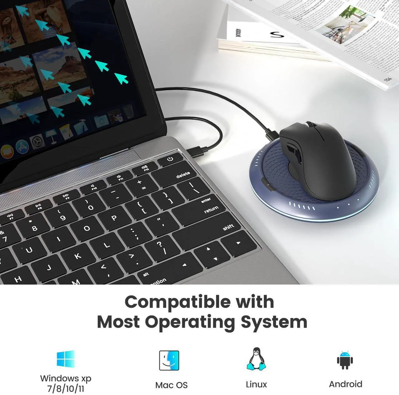 Alt view image 2 of 7 - Cloudeck Mouse Mover Undetectable Mouse Jiggler with ON/Off Switch,Turn & Stop, 2 Speed Modes with Memory Function, Random Move Mechanical Turntable Pad for Wired & Wireless Mouse