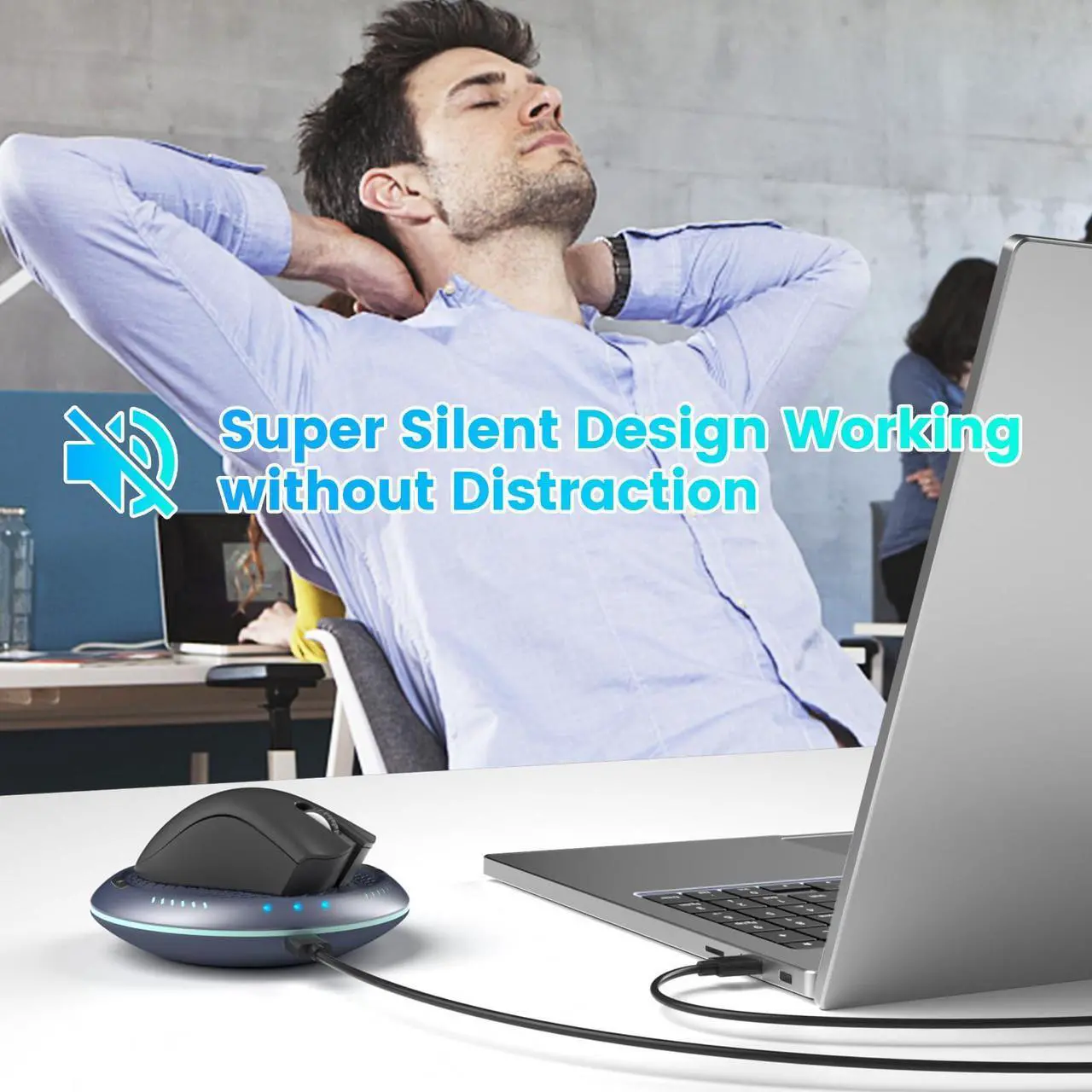 Alt view image 5 of 7 - Cloudeck Mouse Mover Undetectable Mouse Jiggler with ON/Off Switch,Turn & Stop, 2 Speed Modes with Memory Function, Random Move Mechanical Turntable Pad for Wired & Wireless Mouse