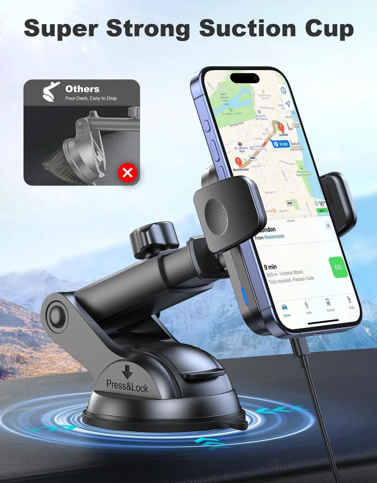 Alt view image 5 of 7 - Niweya for MagSafe Car Mount Charger, 15W Fast Charging Magnetic Car Phone Holder Charger, Vent Dashboard Windshield for MagSafe Wireless Car Charger, Fits for iPhone 16 15 14 13 12 Pro Max Plus