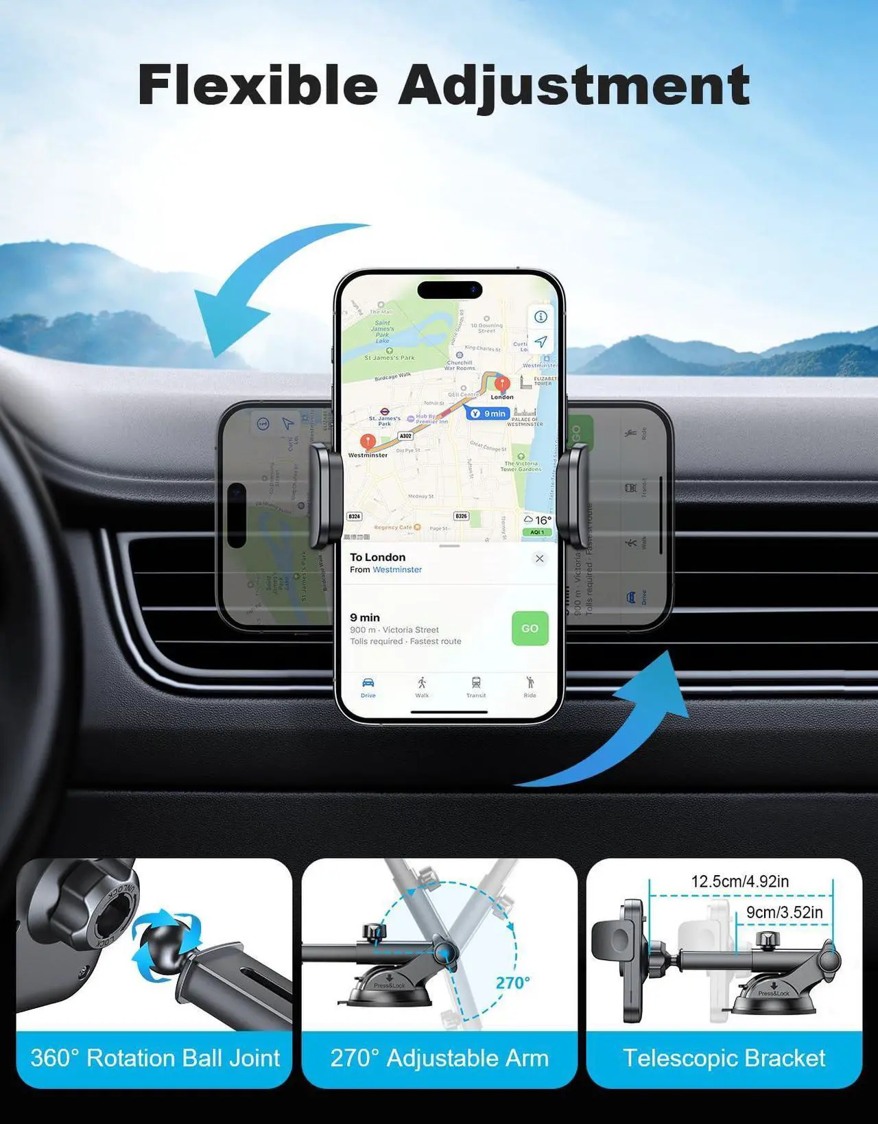 Alt view image 6 of 7 - Niweya for MagSafe Car Mount Charger, 15W Fast Charging Magnetic Car Phone Holder Charger, Vent Dashboard Windshield for MagSafe Wireless Car Charger, Fits for iPhone 16 15 14 13 12 Pro Max Plus