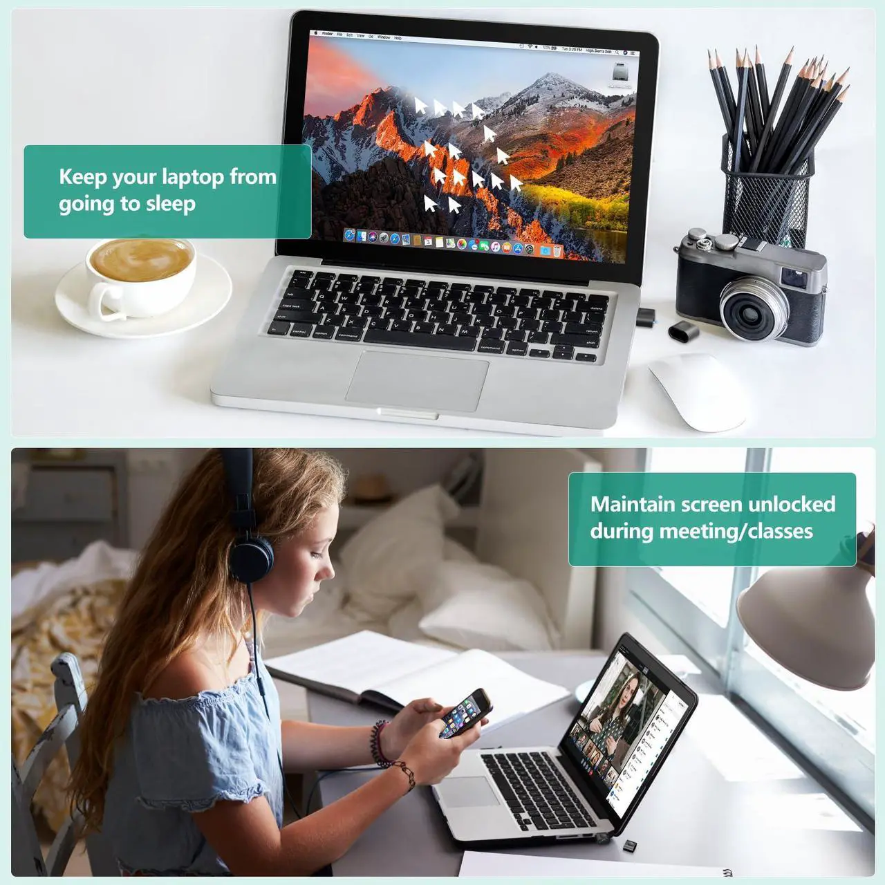 Alt view image 3 of 7 - HOTLIFE Undetectable Mouse Jiggler, USB Mover Device Keeps PC Awake, Driver-Free Wiggler Auto Shaker with 3 Mode Switch Button to Keep Laptop Computer Screen Active, Black