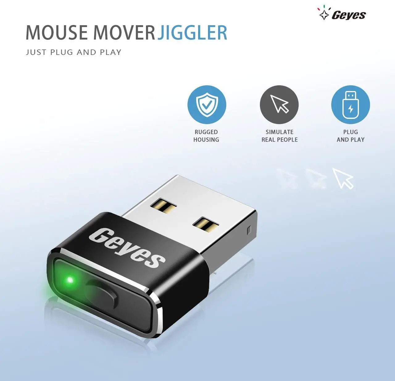 Alt view image 5 of 7 - Geyes USB Mouse Jiggler, Undetectable Mouse Mover Device Has Two Swing Modes Jiggle and Multi-Track,Keeps for Computer/Laptop Awake, Driver-Free, Plug-Playwith Switch (Metal Black)