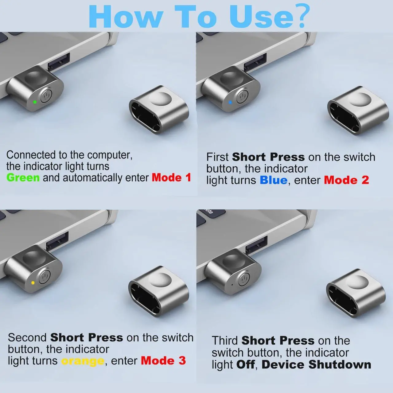 Alt view image 2 of 7 - aMZCaSE Mouse Jiggler Undetectable, Mouse Mover Jiggler USB with Switch Button, Automatic Mouse Mover Device Undetectable with 3 Jiggle Modes, Plug and Play Keep Computer/Laptop Awake,(Light Gray)