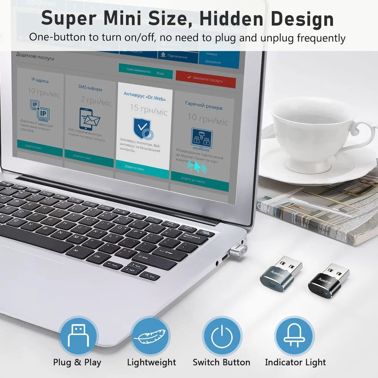 Alt view image 7 of 7 - USB Mouse Mover with Switch Button, Automatic Mini Mouse Shaker with 2 Jiggle Modes, Driver-Free, Plug & Play, Keep Computer/Laptop Awake, USB-C Adapter, Silver