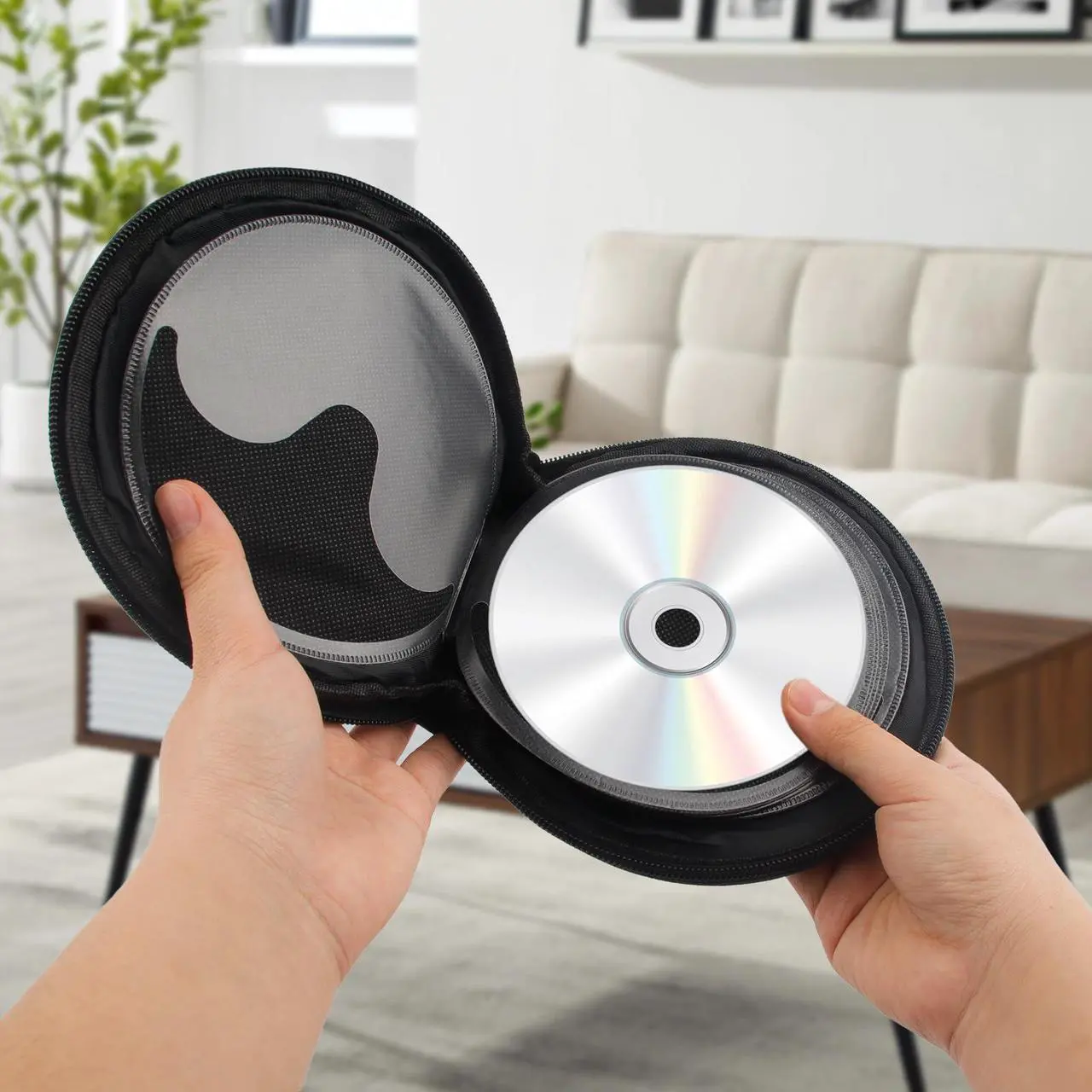 Alt view image 4 of 6 - Notoke Black 20-Disc CD/DVD Case Holder, Portable Storage Binder Wallet for Car, Home, Travel - Compact Disc Organizer with Secure Zipper Closure