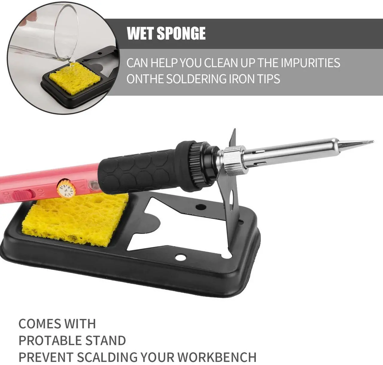 Alt view image 5 of 6 - Soldering Iron Kit, 60W Soldering Iron with 5pc Interchangeable Tips, 10-in-1 Adjustable Temperature Solder Welding Tools, Fast Heating, Electronic Repair, 110V