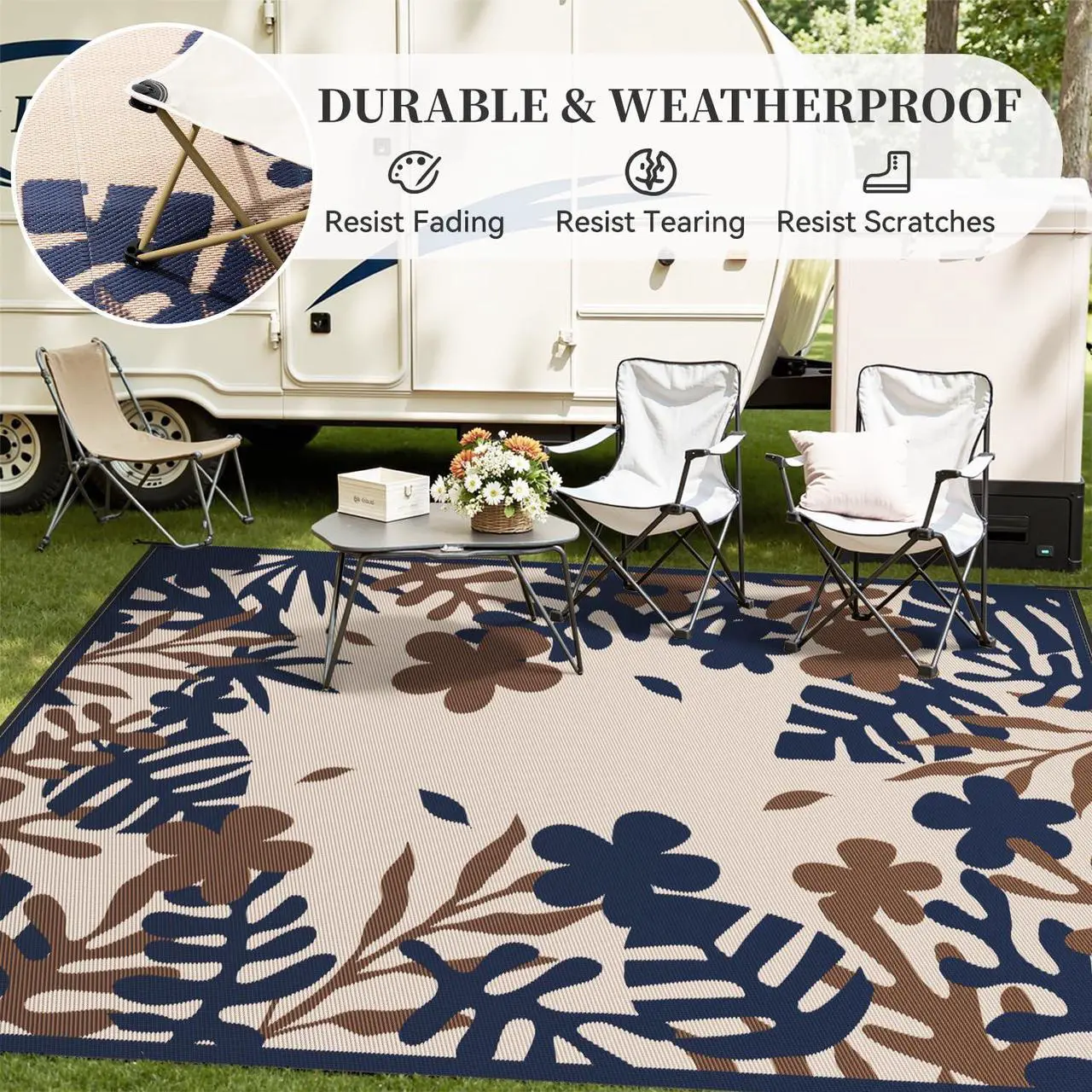 Alt view image 3 of 7 - MontVoo Outdoor Rug Carpet Waterproof-Patio Rug Mat 6x9 Reversible Portable RV Camping Picnic Beach Mat Plastic Straw Rugs Outside Outdoor Area Rugs for Patio Deck Pool Deck Balcony Backyard