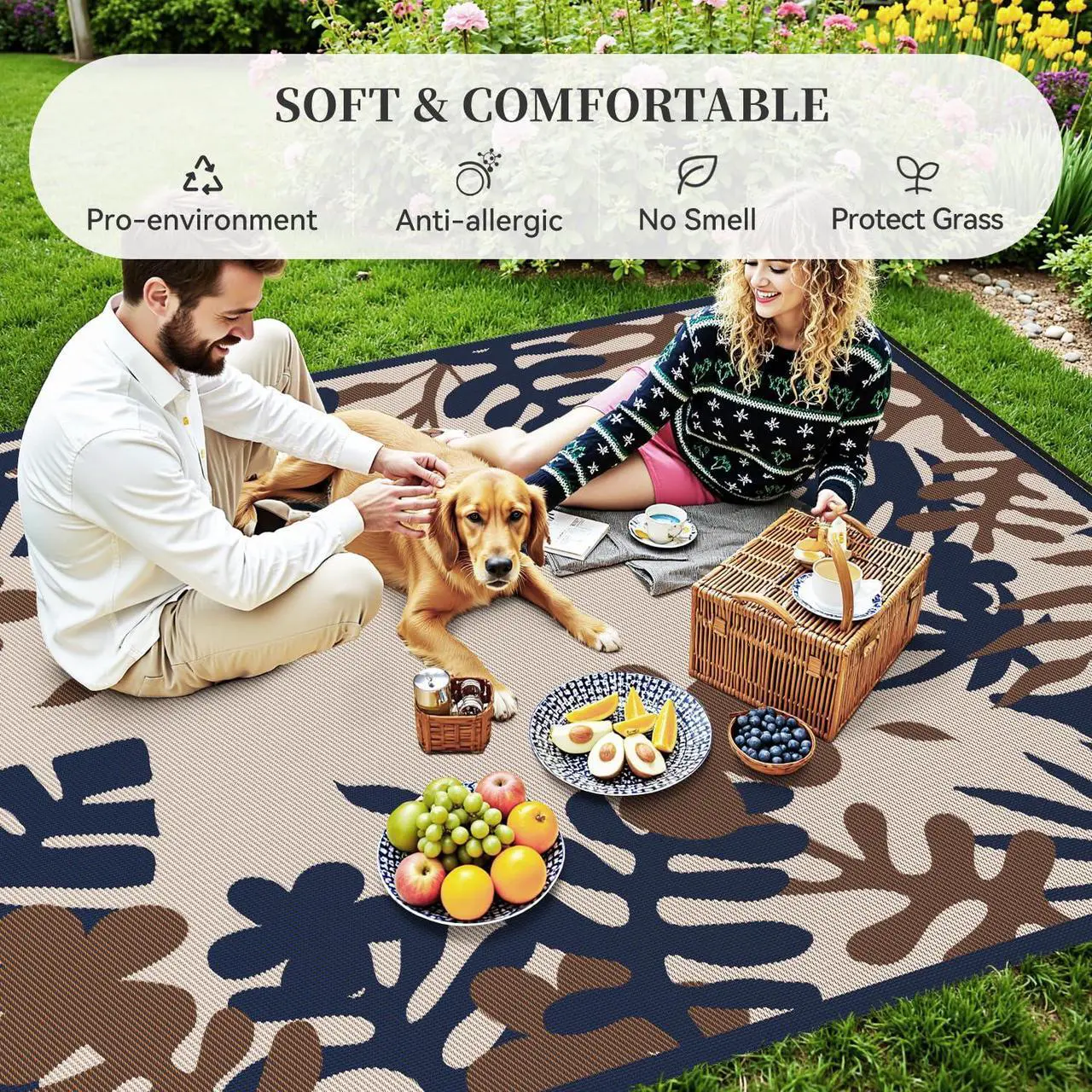 Alt view image 4 of 7 - MontVoo Outdoor Rug Carpet Waterproof-Patio Rug Mat 6x9 Reversible Portable RV Camping Picnic Beach Mat Plastic Straw Rugs Outside Outdoor Area Rugs for Patio Deck Pool Deck Balcony Backyard