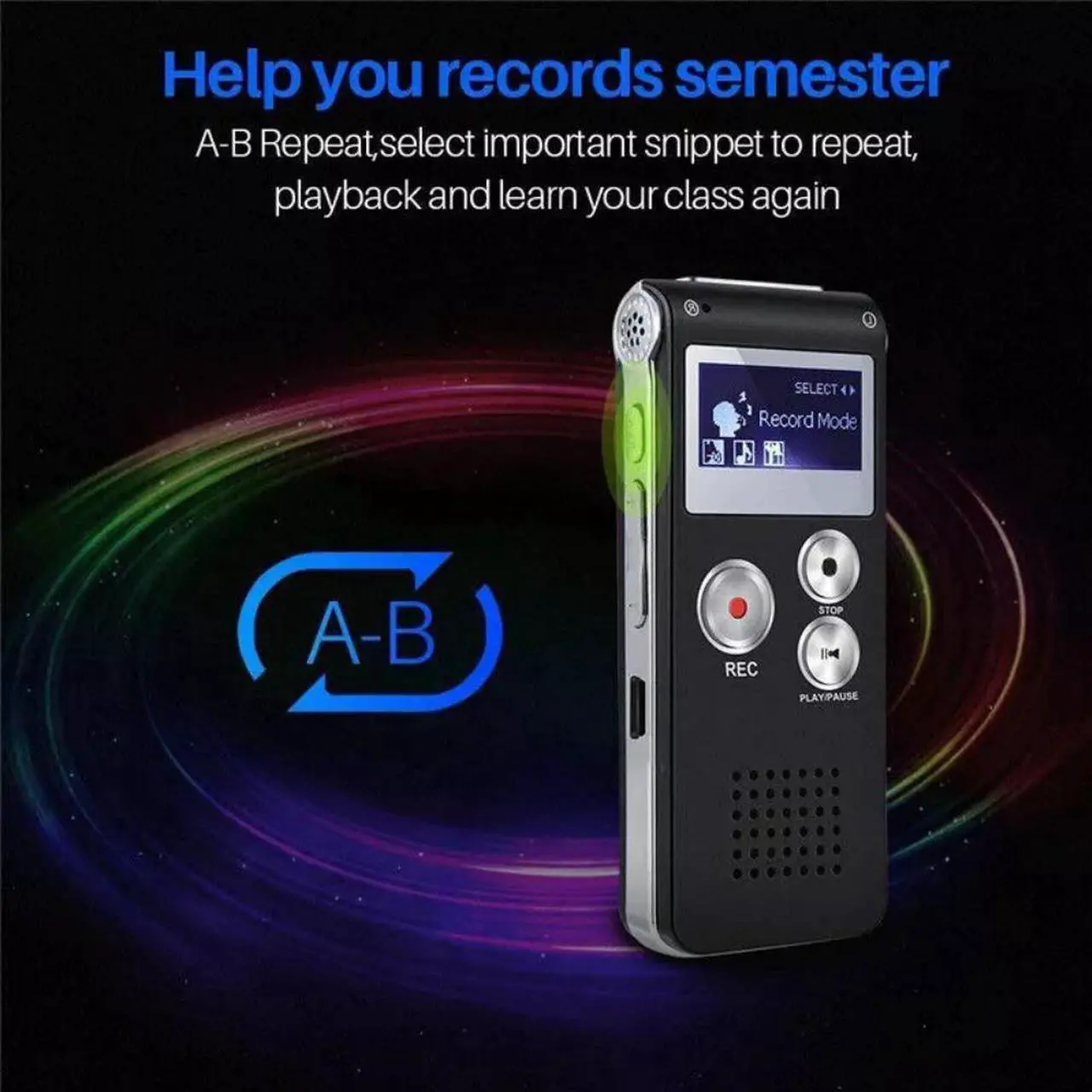 Alt view image 7 of 7 - Digital Voice Recorder Dictaphone Audio Sound Recorder Mini Small Spy Lecture