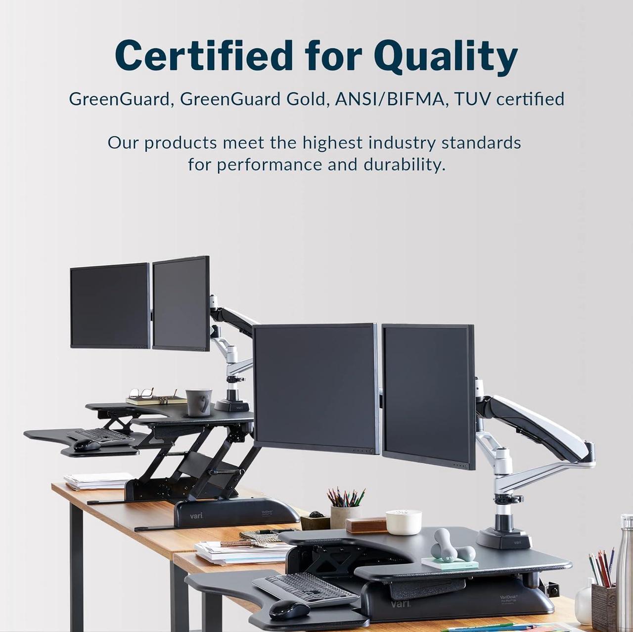 Alt view image 4 of 7 - Vari VariDesk Pro Plus 36 - Adjustable Desk Converter with 11 Height Settings - Laptop Sit Stand Desk Riser for Table Tops and Home Office- Fully Assembled with Spring Loaded Lift- Black
