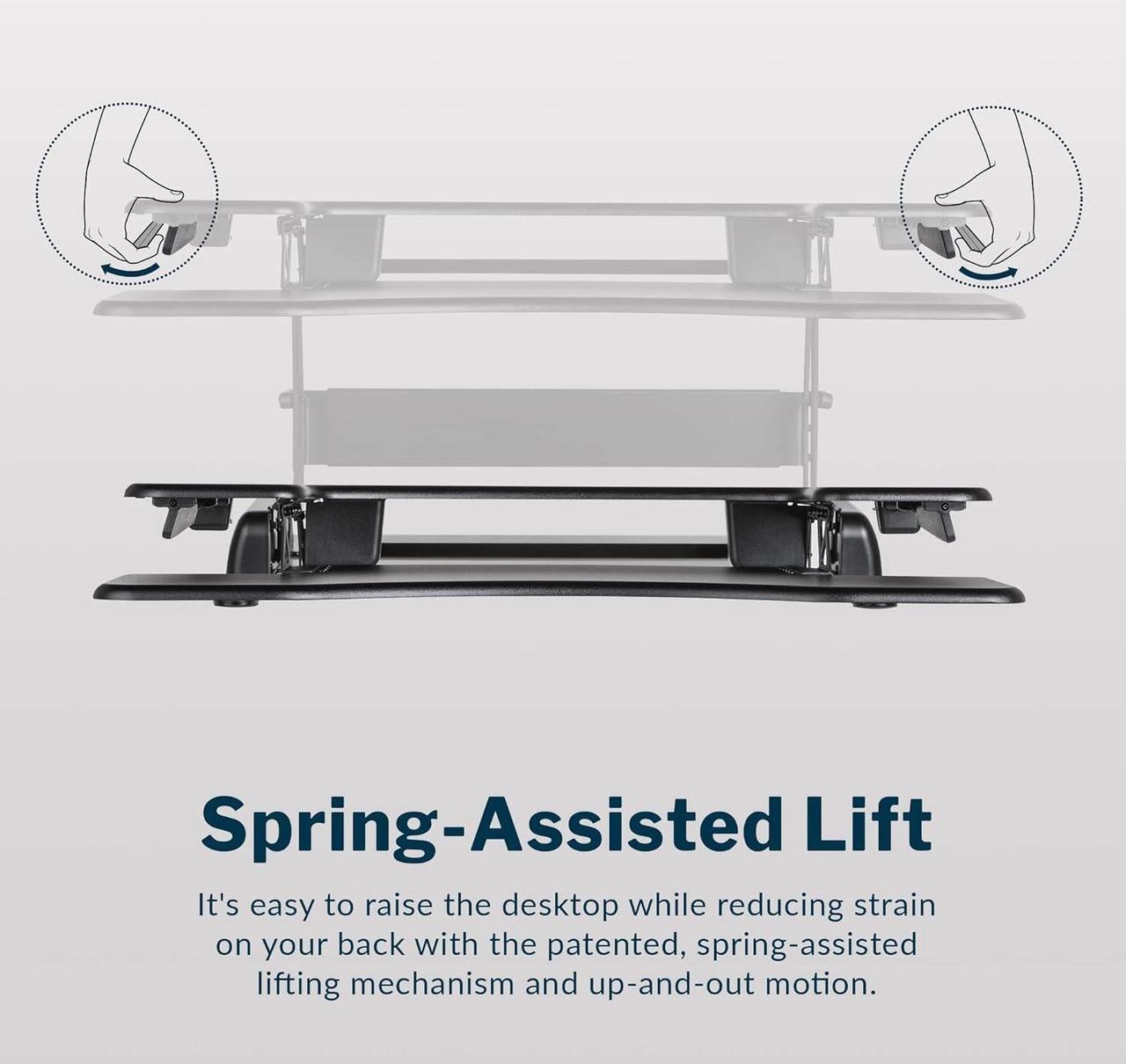 Alt view image 6 of 7 - Vari VariDesk Pro Plus 36 - Adjustable Desk Converter with 11 Height Settings - Laptop Sit Stand Desk Riser for Table Tops and Home Office- Fully Assembled with Spring Loaded Lift- Black