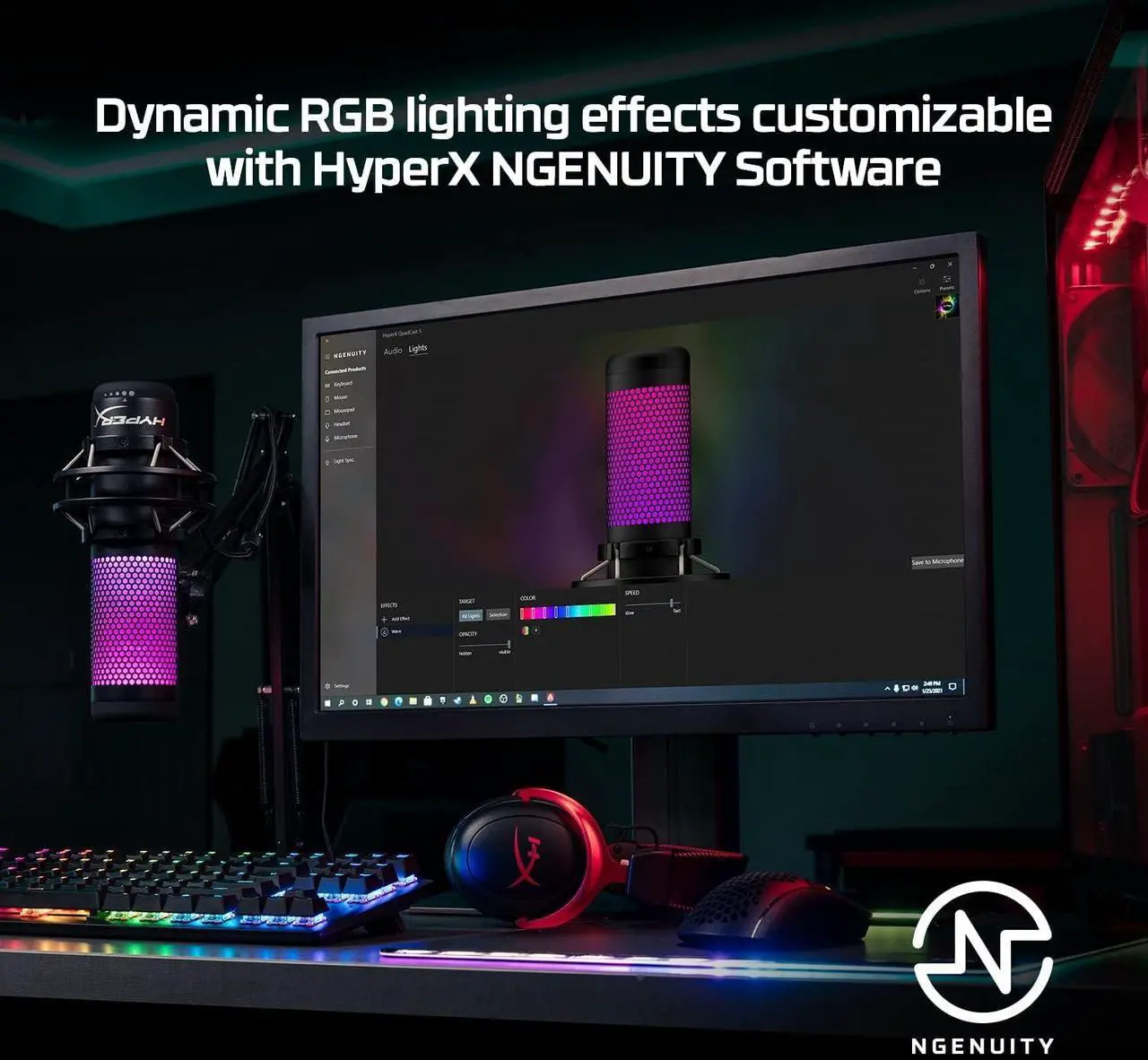 Alt view image 6 of 7 - HyperX Cloud III Wireless  Gaming Headset for PC, PS5, PS4, up to 120-hour Battery, 2.4GHz Wireless & QuadCast S RGB USB Condenser Microphone with Shock Mount for Gaming, Streaming, Podcasts