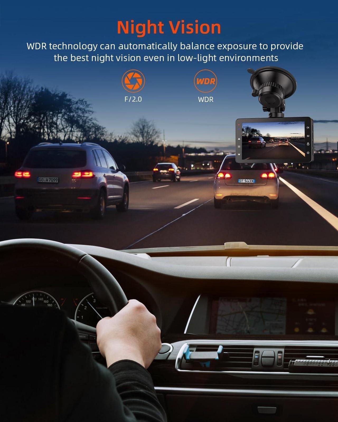Alt view image 4 of 7 - Dash Cam 1080P FHD Front Dash Camera for Cars, Dashcam with 176°Wide Angle, Night Vision, Parking Monitor,Loop Recording, G-Sensor,32G SD Card, Type C