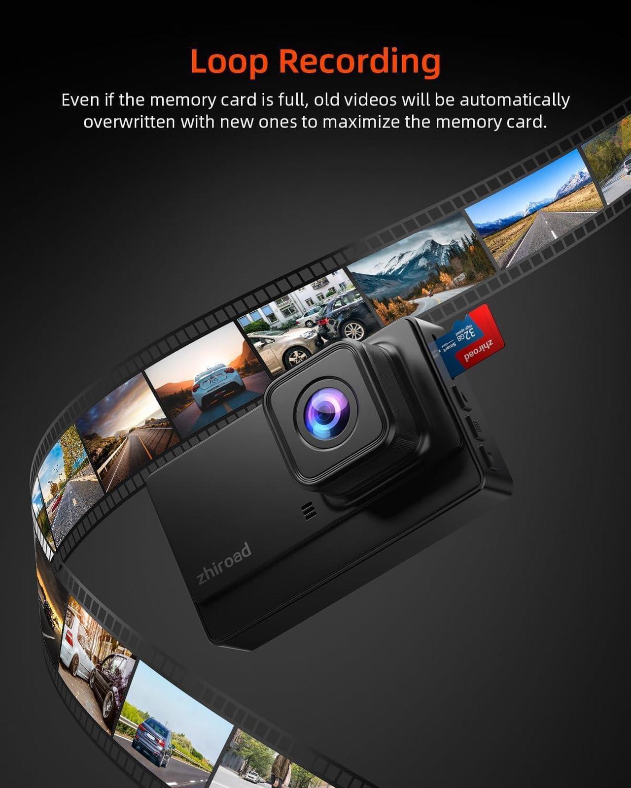 Alt view image 5 of 7 - Dash Cam 1080P FHD Front Dash Camera for Cars, Dashcam with 176°Wide Angle, Night Vision, Parking Monitor,Loop Recording, G-Sensor,32G SD Card, Type C