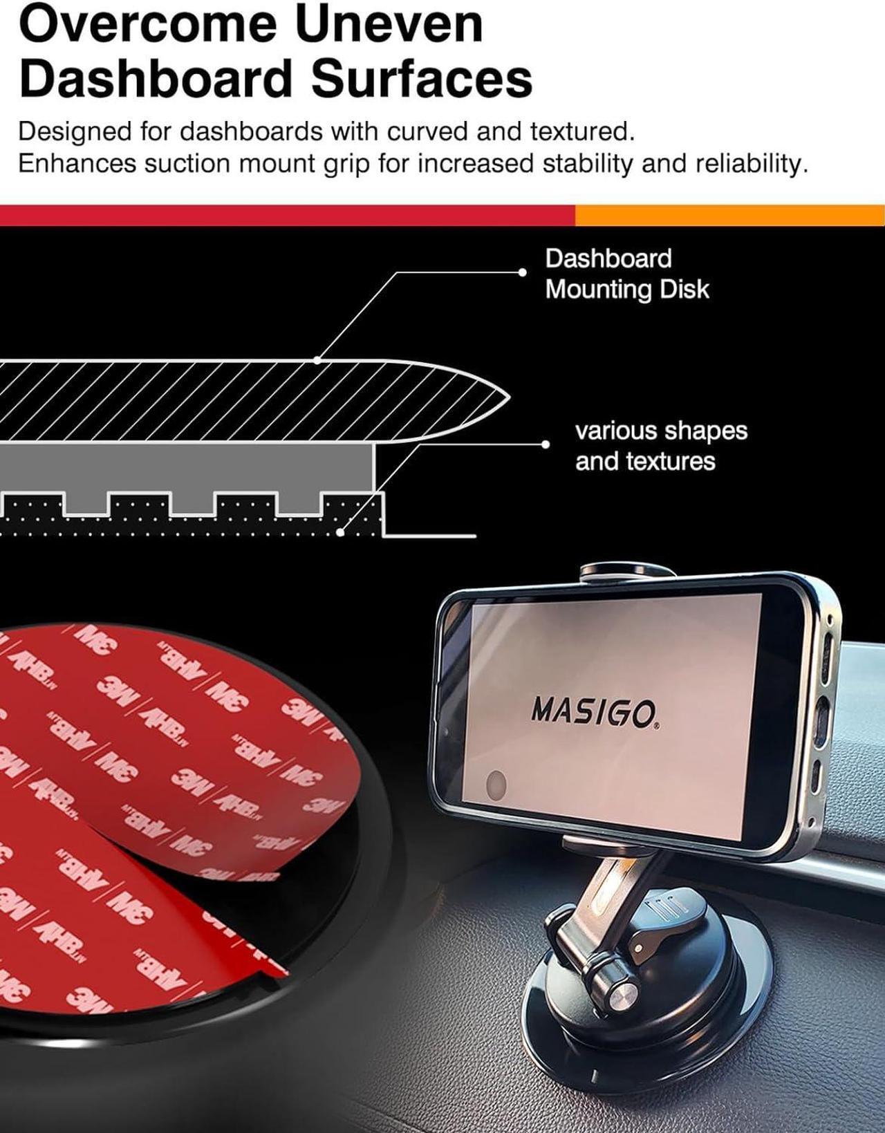 Alt view image 2 of 6 - 3M VHB Adhesive Dashboard Mounting Disk Set for Suction Cup Car Mounts - 3.74 inch (95mm) Wide, Ensures Secure Hold for Phone Holders, GPS, Dash Cams  includes 2 Disks + 2 Replacement Sticky Pads