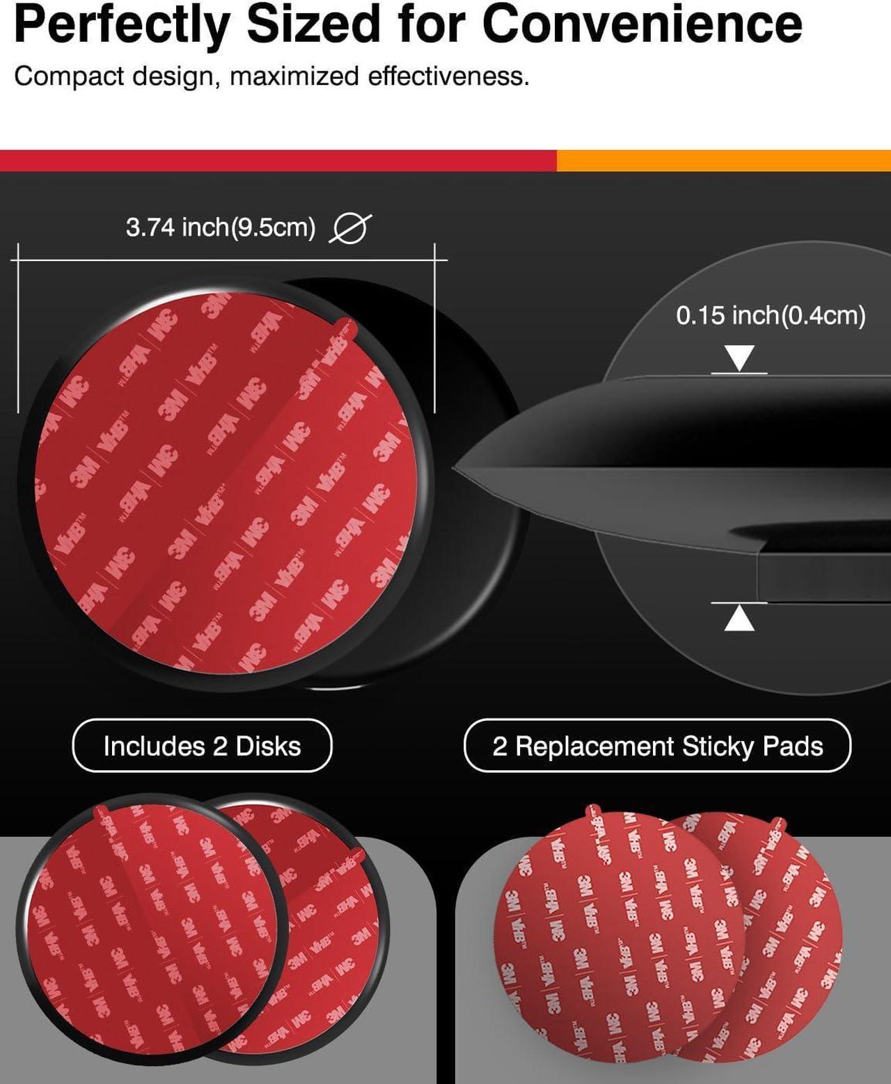 Alt view image 3 of 6 - 3M VHB Adhesive Dashboard Mounting Disk Set for Suction Cup Car Mounts - 3.74 inch (95mm) Wide, Ensures Secure Hold for Phone Holders, GPS, Dash Cams  includes 2 Disks + 2 Replacement Sticky Pads