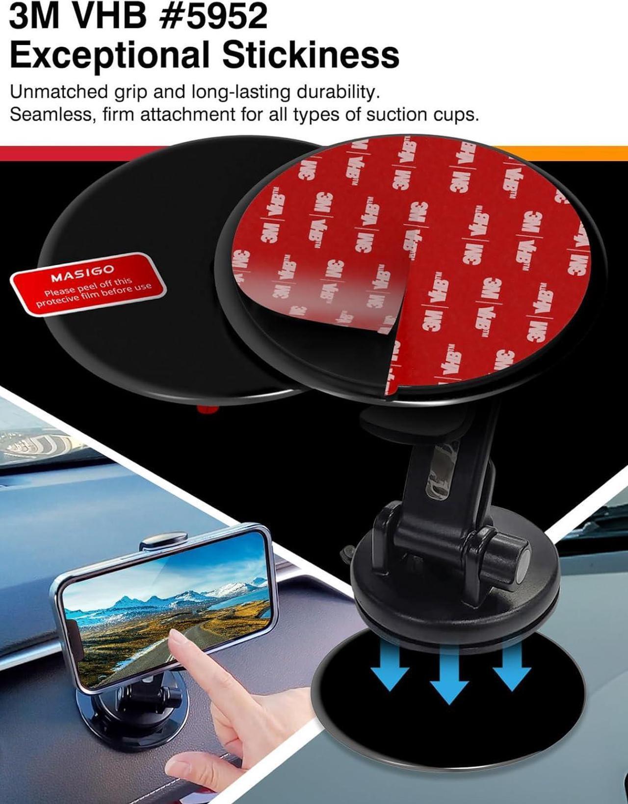 Alt view image 4 of 6 - 3M VHB Adhesive Dashboard Mounting Disk Set for Suction Cup Car Mounts - 3.74 inch (95mm) Wide, Ensures Secure Hold for Phone Holders, GPS, Dash Cams  includes 2 Disks + 2 Replacement Sticky Pads