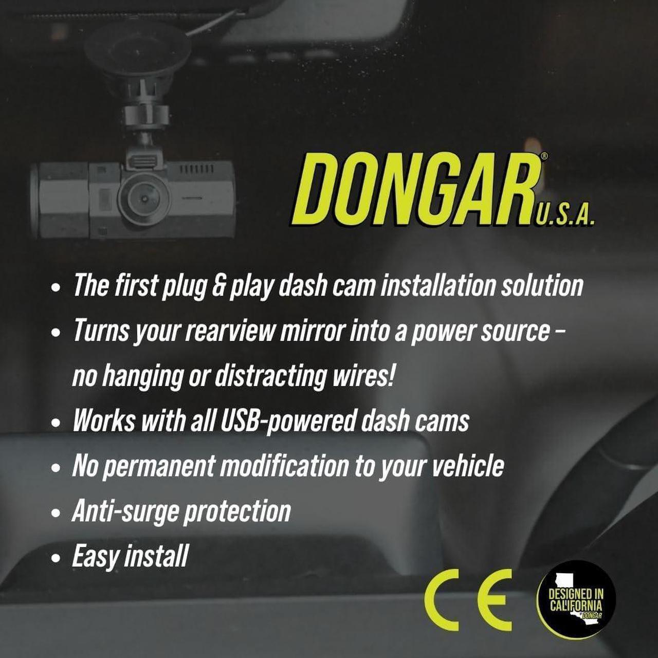 Alt view image 5 of 7 - Dongar Dashcam Power Adapter (16-pin Type A) for Ford Vehicles. Compatible with Select Bronco, F150 and more. Built-in USB Power Source, Connects to Rearview Mirror, Easy to Install