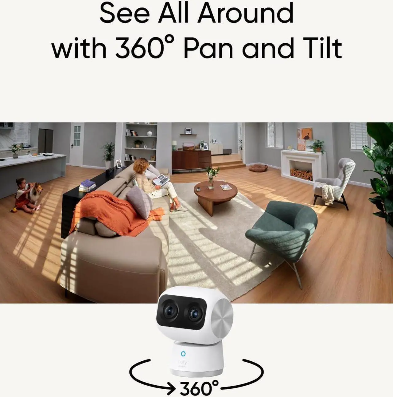 Alt view image 5 of 6 - eufy Security Indoor Cam S350, Dual Cameras, 4K UHD Security Camera with 8× Zoom, 360° Camera, Baby Monitor, Pet Camera, Human/Pet Detection, AI Tracking, 2.4G/5G Wi-Fi, Plug in