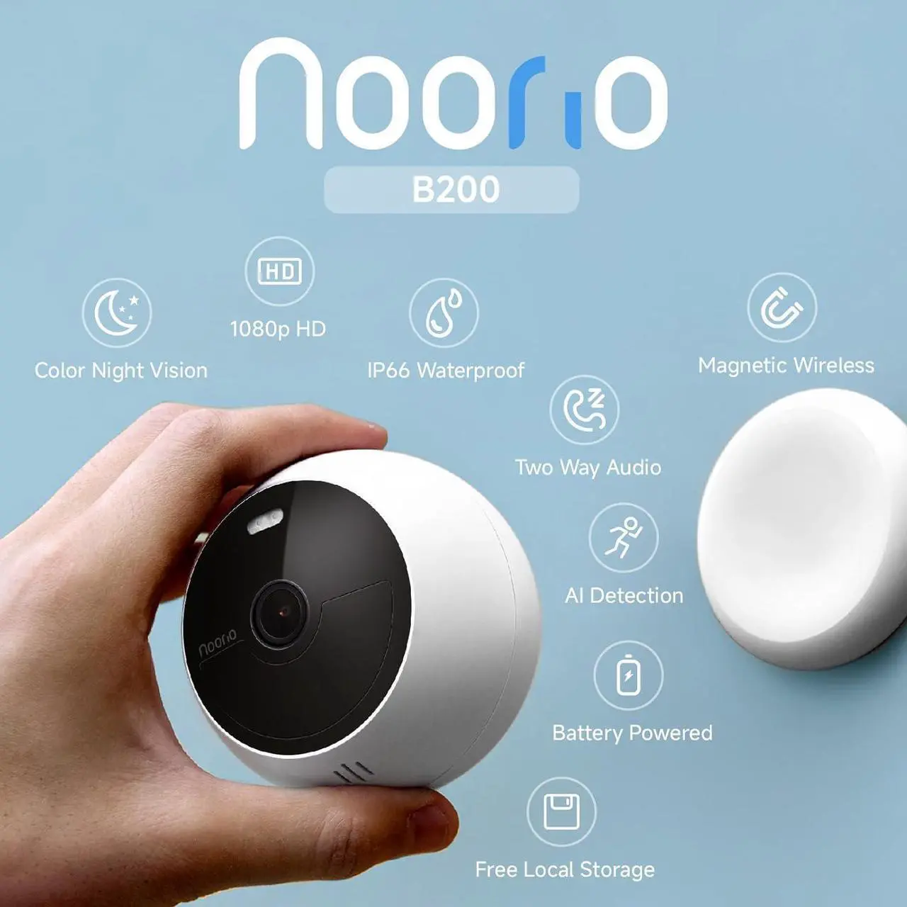 Alt view image 2 of 7 - Noorio B200 Wireless Outdoor Security Camera & CL200 2-Way Video Calling Indoor Camera