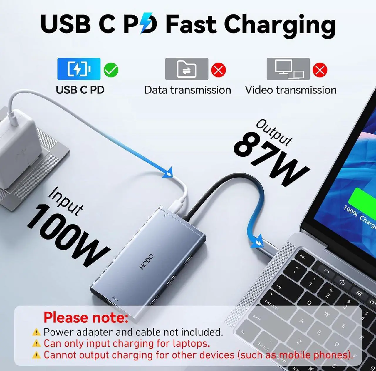 Alt view image 7 of 7 - USB C Docking Station Dual Monitor Adapter for  HP, Laptop Docking Station 3 Monitors Quad Display USB C Hub Dongle to 4K HDMI+DP+VGA,3 USB2.0,100W PD,8 in 1 Thunderbolt Dock for Lenovo,Surface